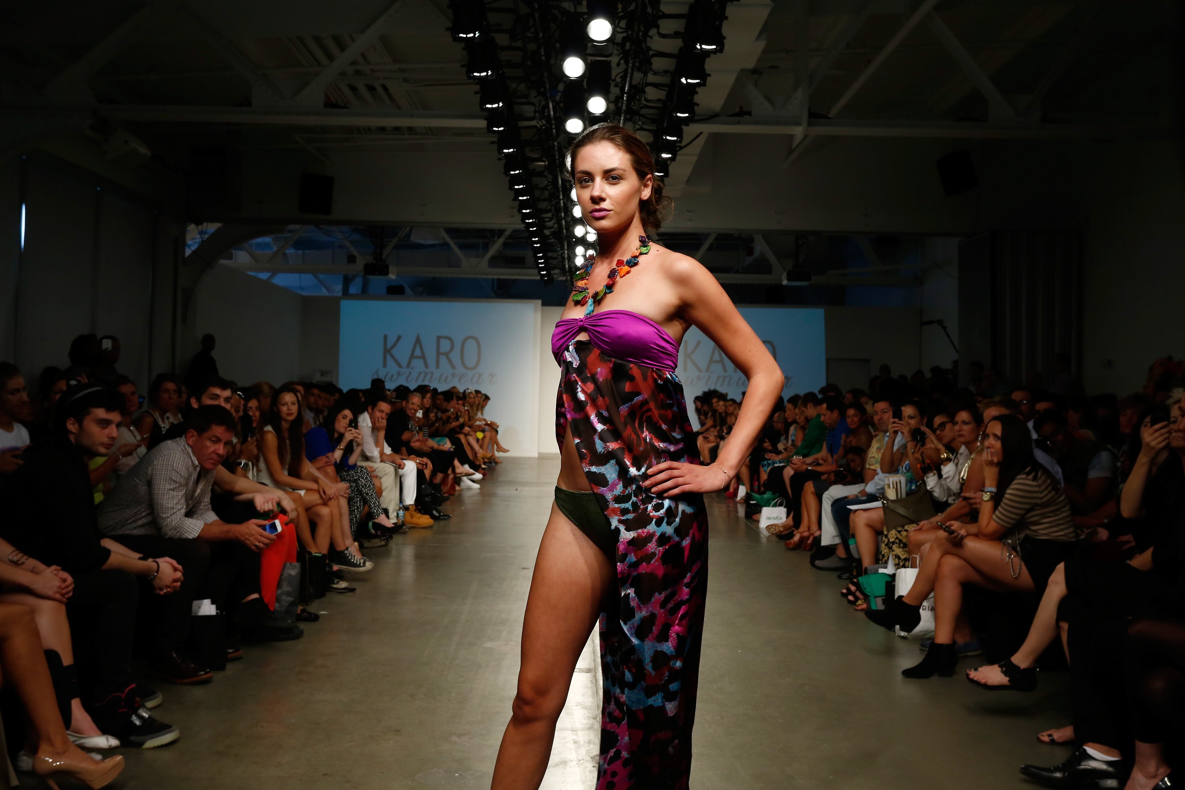 A model walks the runway at the Karo Swimwear show during Nolcha Fashion Week New York Spring/Summer 2014 presented by RUSK at Pier 59 Studios on Sept. 11, 2013, in New York City.