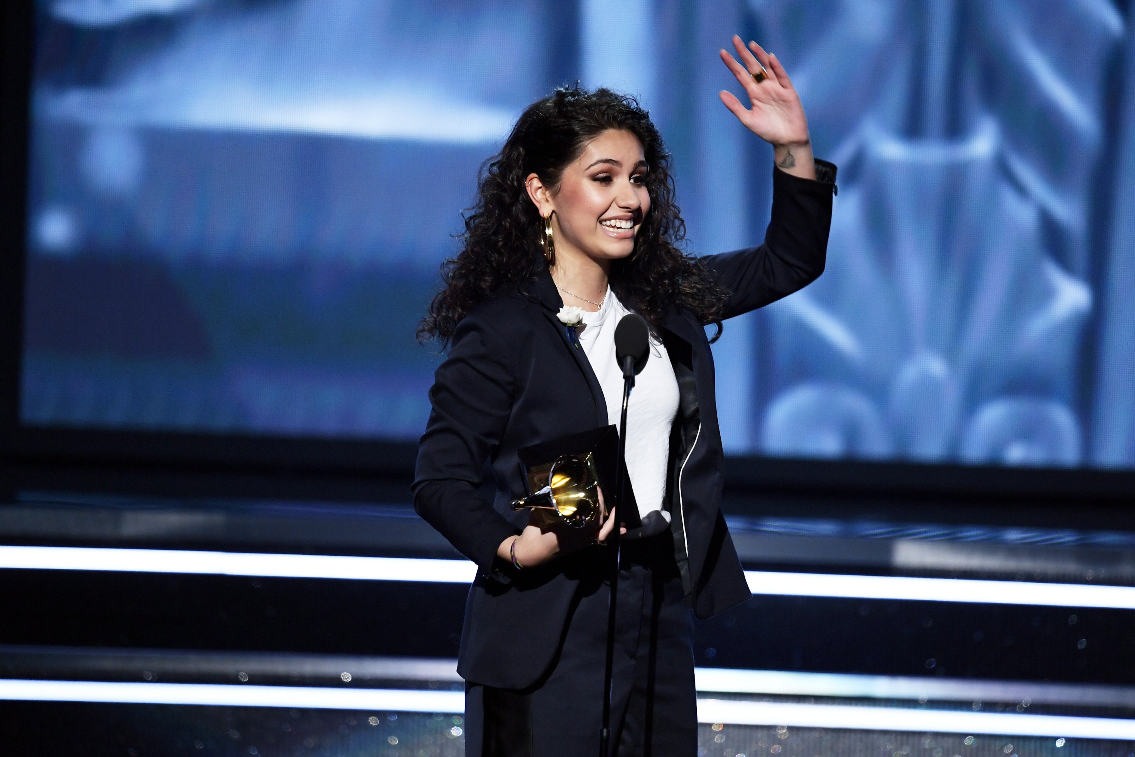 NEW YORK, NY - JANUARY 28: Recording artist Alessia Cara accepts Best New Artist onstage during the 60th Annual GRAMMY Awards at Madison Square Garden on January 28, 2018 in New York City. (Photo by Kevin Winter/Getty Images for NARAS)