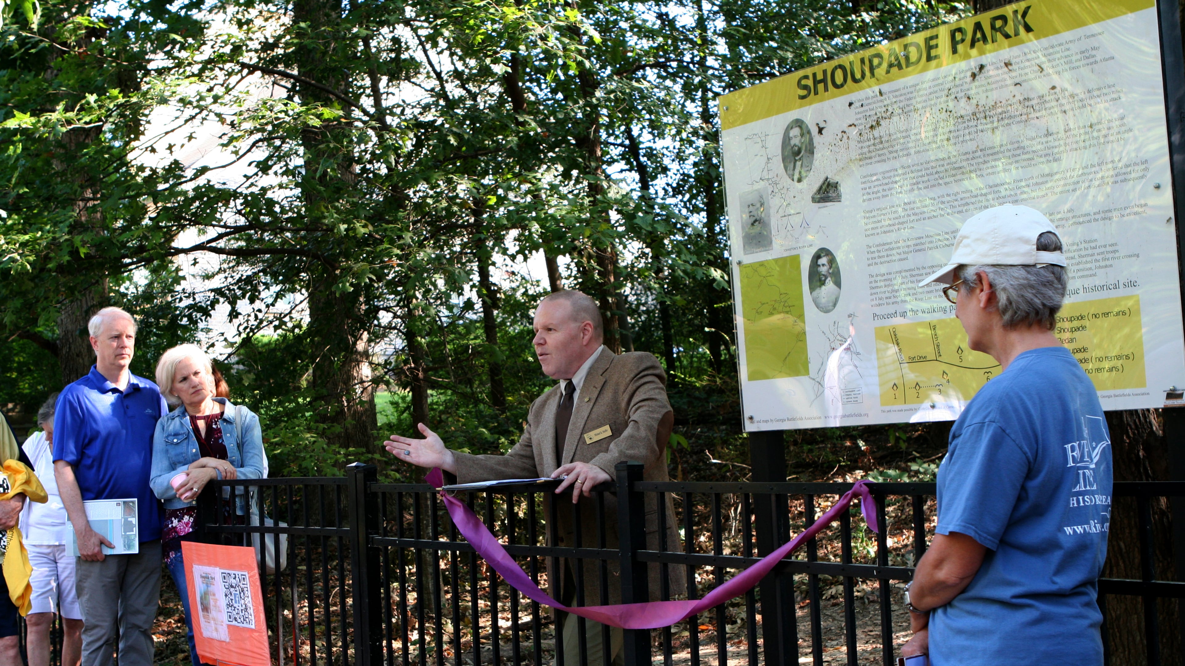 File Photo: Civil War historian and lecturer Michael K. Shaffer speaks at the rededication of the Shoupade Park in Smyrna. Cobb is considering what to name a new park in Mableton that contains Civil War earthworks. DAVID IBATA FOR THE AJC