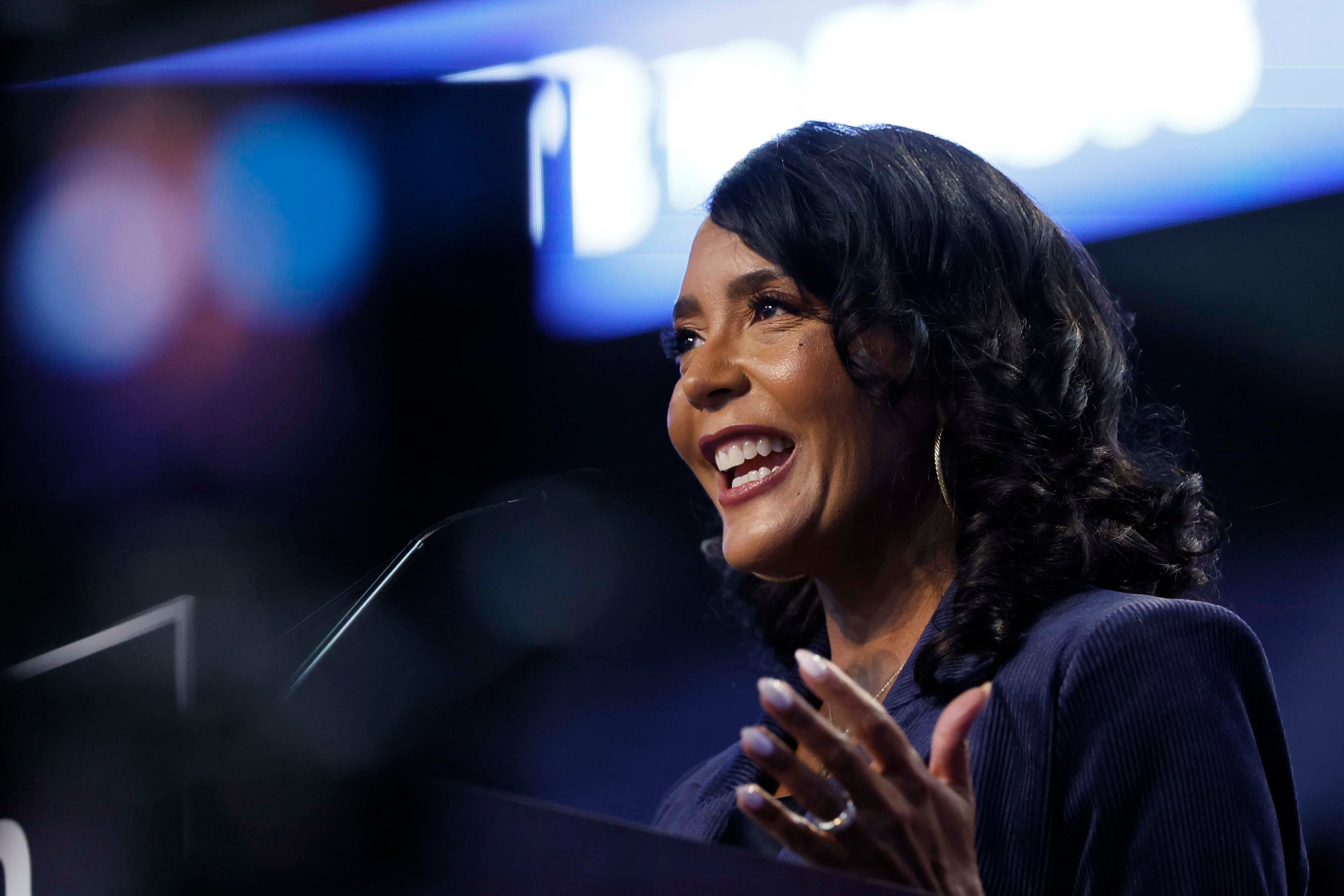 Georgia Democratic gubernatorial nominee Keisha Lance Bottoms speaks to supporters as she arrives at a campaign rally at The Arena at Southlake on Wednesday, Oct. 28, 2026, in Morrow, Ga. (Miguel Martinez/AJC)