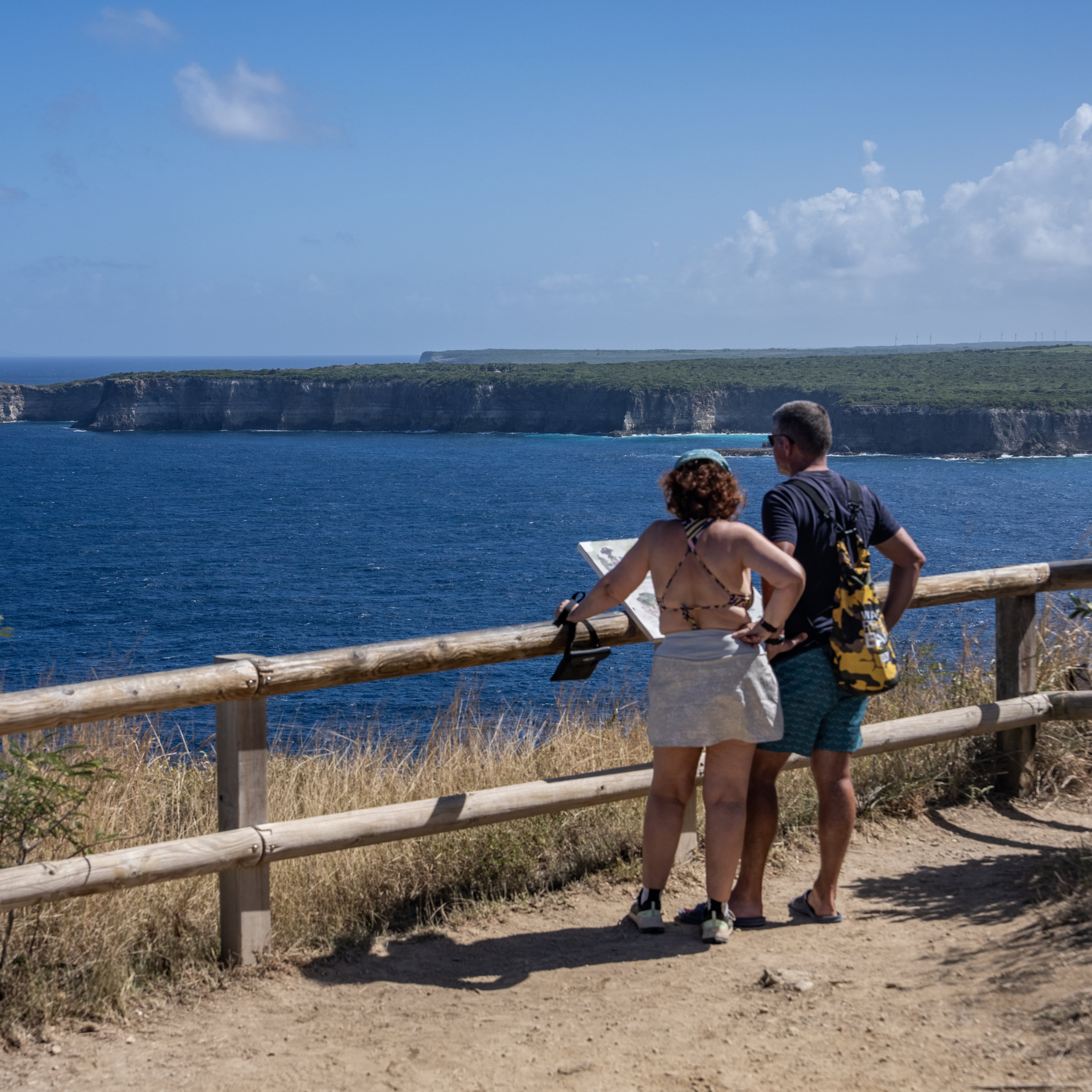 The Pointe de la Grande Vigie overlook near Trou à Man Louis on one of the islands of Guadeloupe, an overseas department of France in the Caribbean, Jan. 15, 2026. (Tony Cenicola/The New York Times)