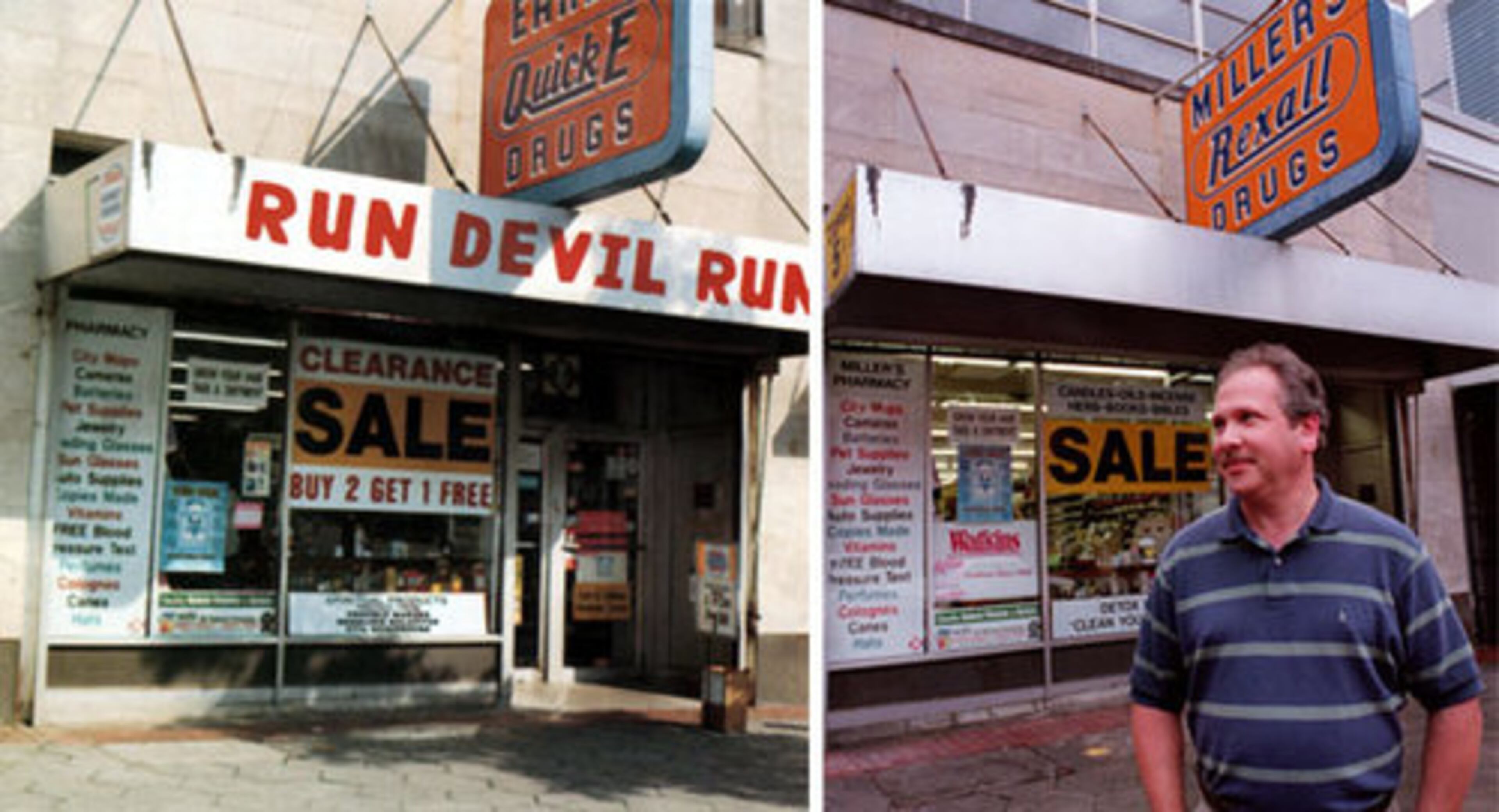 Atlanta has made an appearance in Paul McCartney's world too. The cover of his 1999 album 'Run Devil Run,' left, featured a downtown Atlanta landmark, the Miller Rexall Drug Store on Broad Street. Richard Miller is seen outside the store at right that same year.