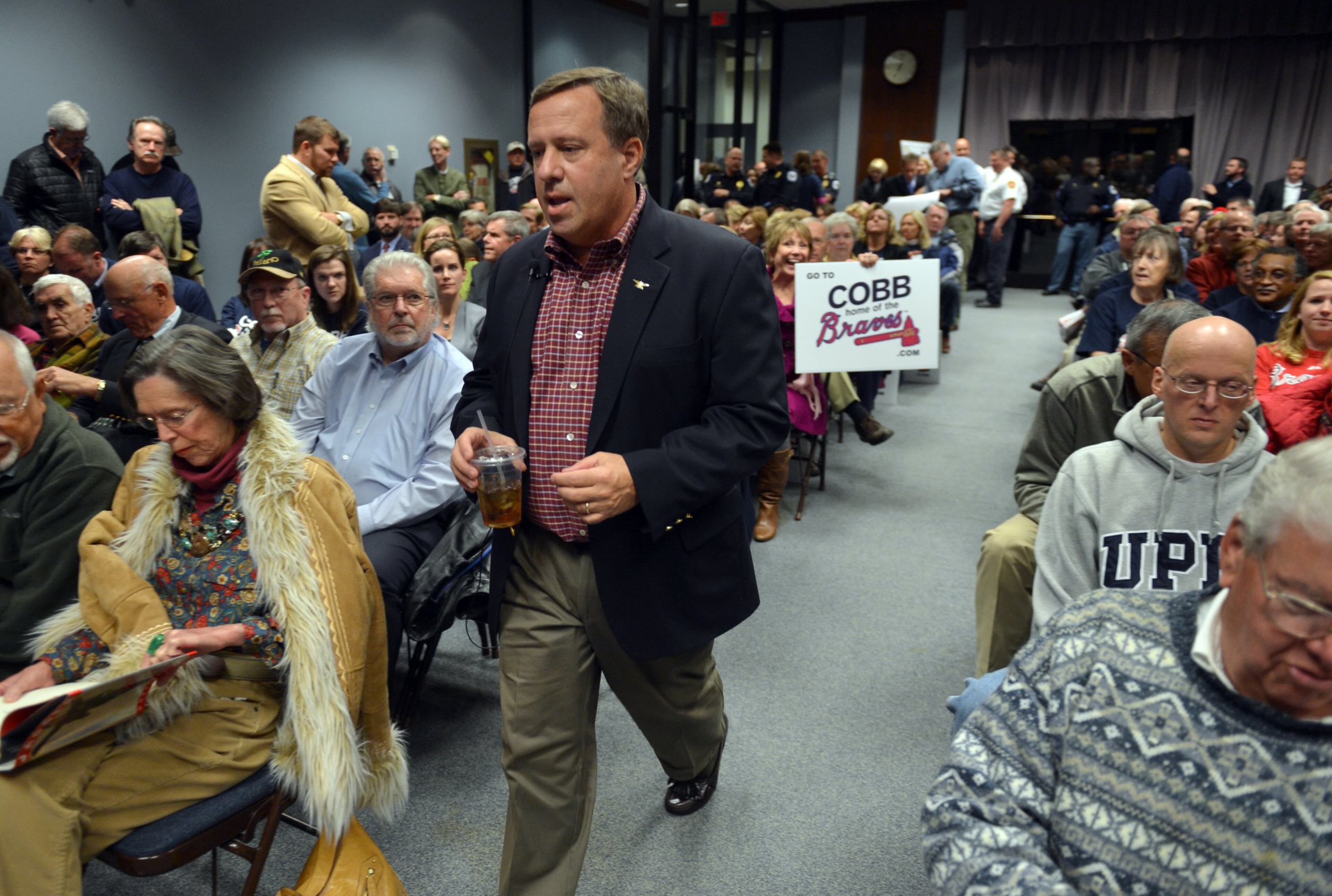 Cobb County Commissioner Bob Ott at a 2013 town hall meeting in Marietta. He questions DeKalb County commissioners’ decision on Feb. 27, 2018, to give themselves a 60 percent pay raise. (BRANT SANDERLIN / AJC file photo)