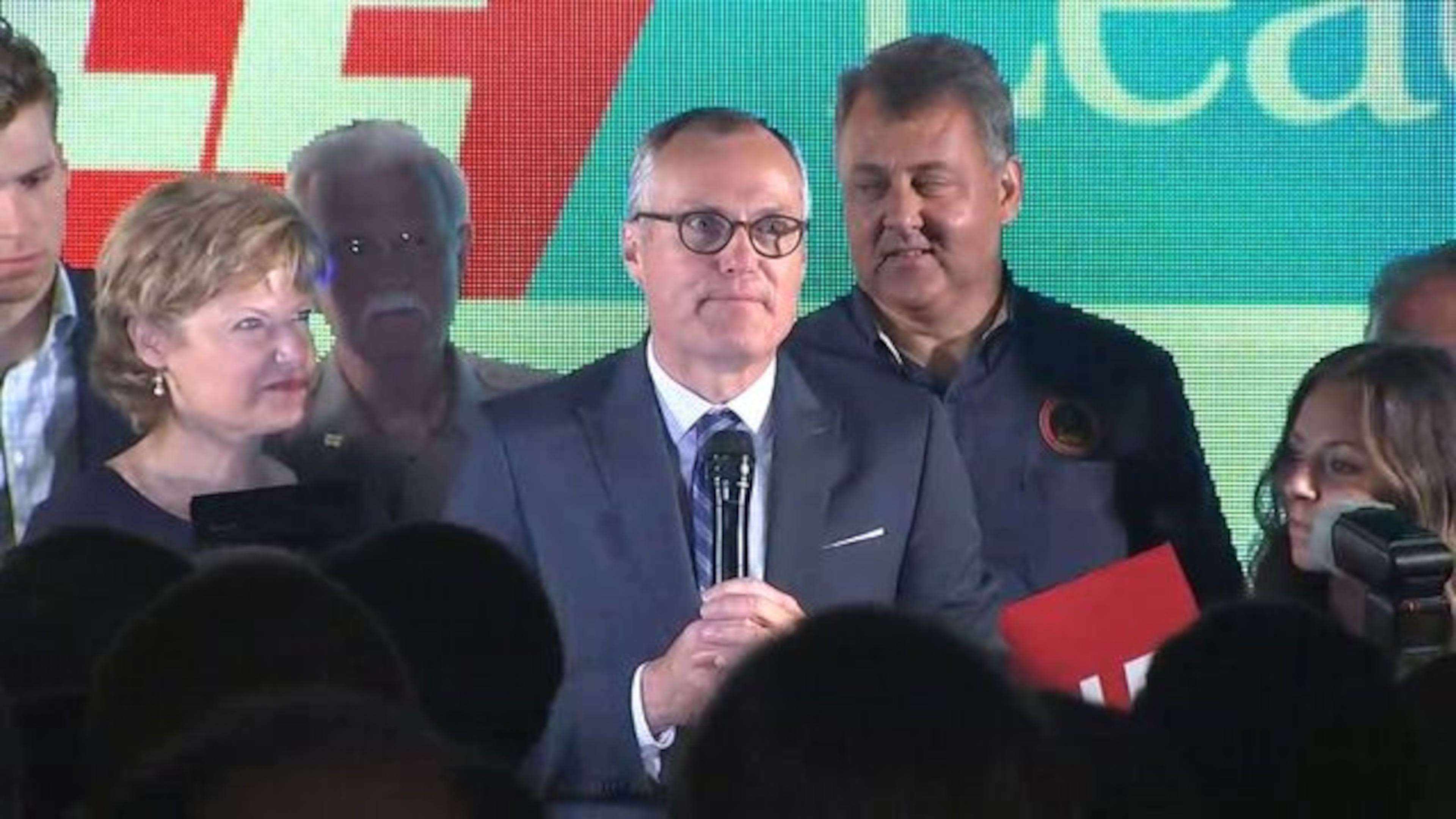 <p>Casey Cagle on primary night</p> <p>Channel 2's Richard Belcher with Clay Tippins</p>