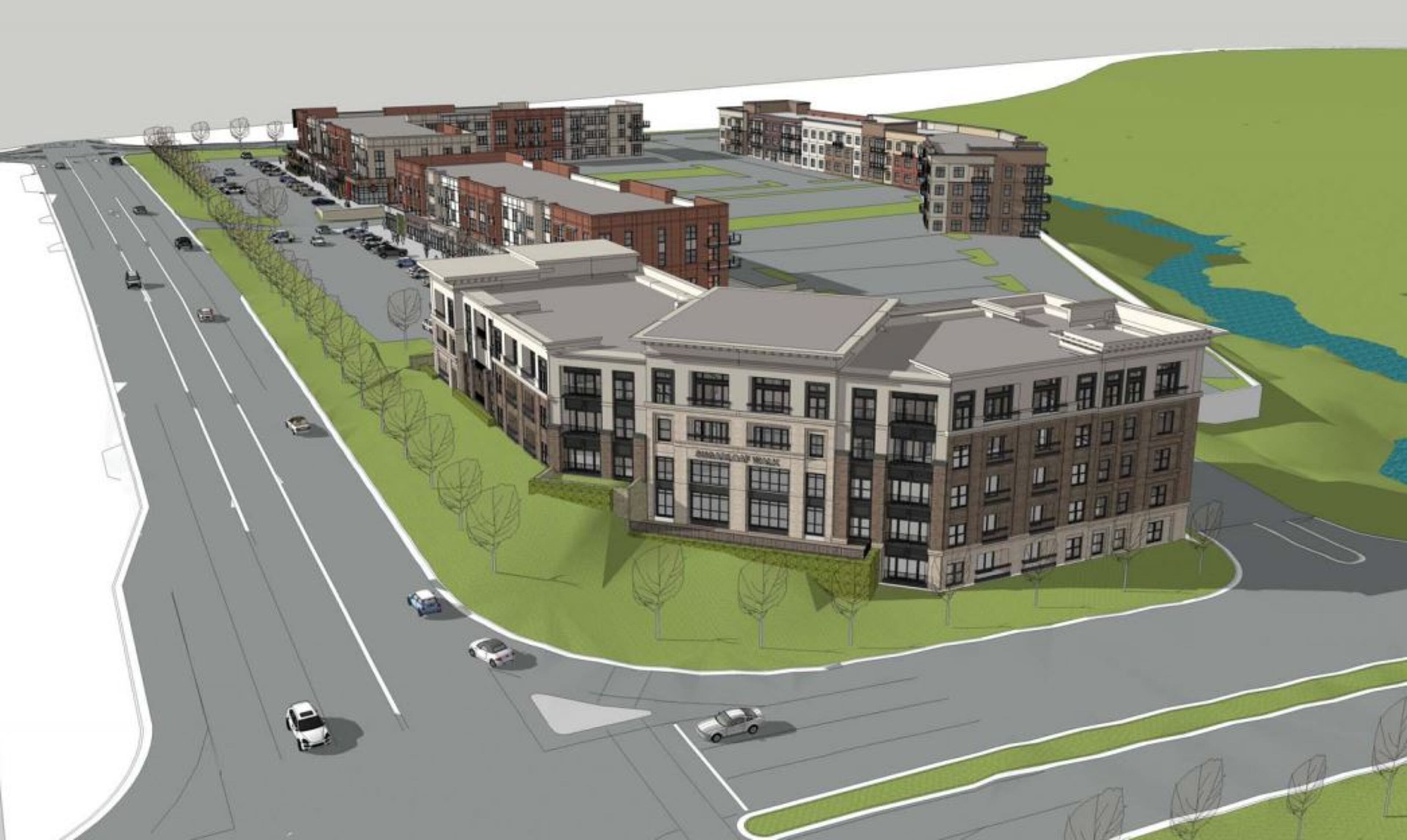 The project pitched by Legacy Partners LLC would bring five apartment buildings and one office building to about 22 acres on the northeast corner of Duluth Highway and Meadow Church Road.