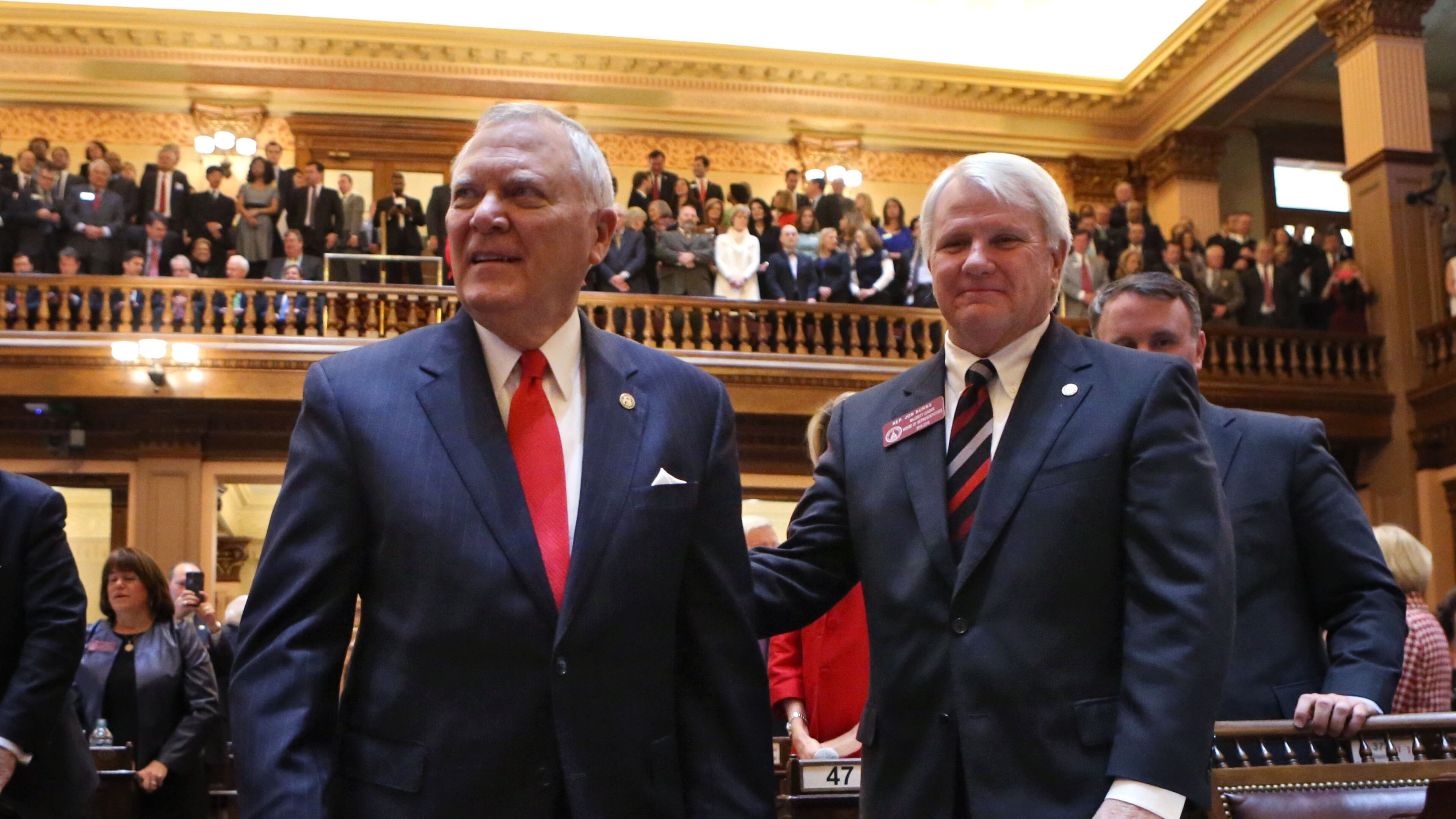 Gov. Nathan Deal announced a big bump in tax collections in May, likely assuring a solid surplus when the state ends its fiscal year June 30. BOB ANDRES / BANDRES@AJC.COM