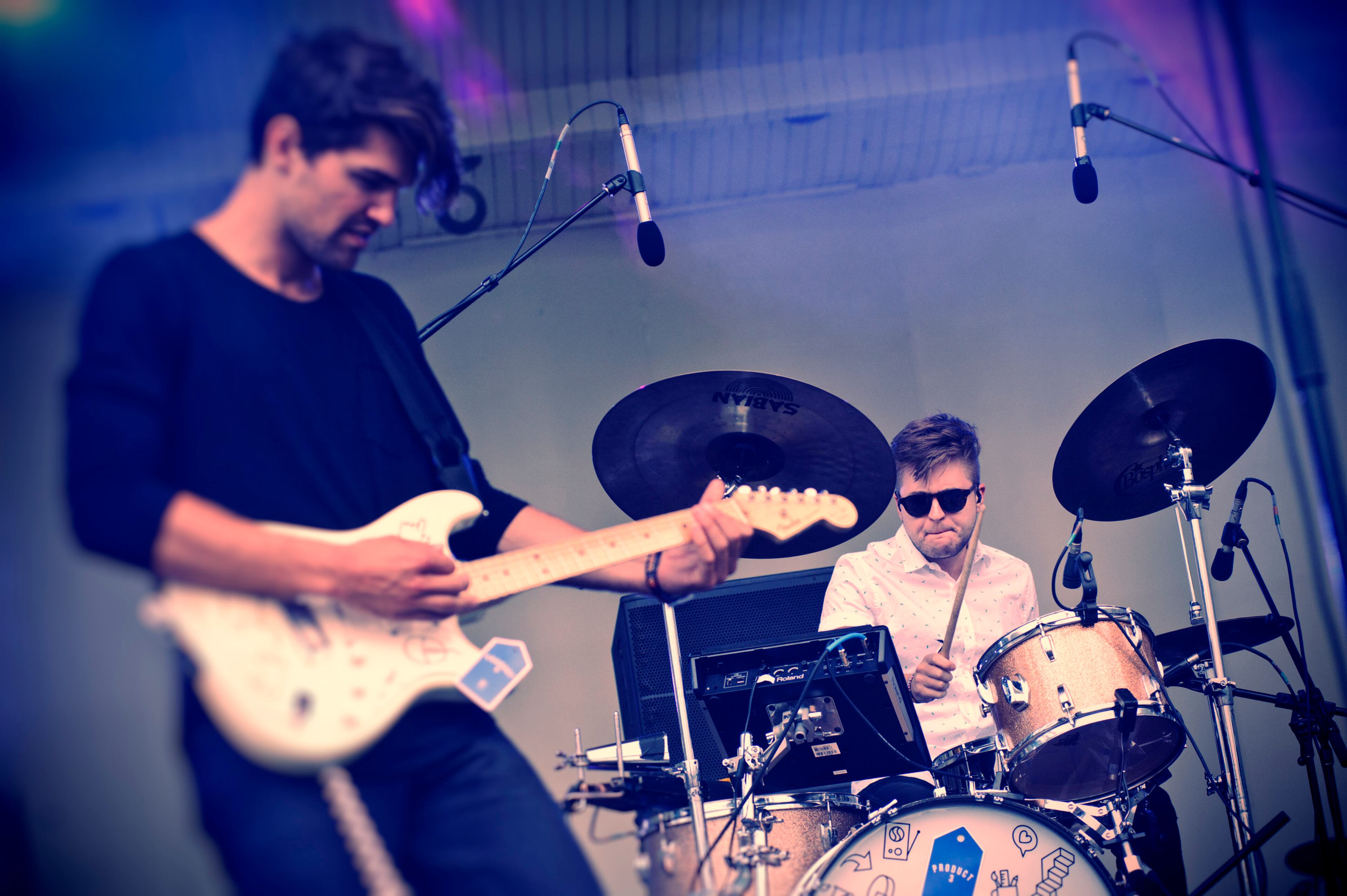 CHICAGO, IL - AUGUST 01: (EDITOR'S NOTE: Imaged processed using digital filters) Tom Eddy and Jarred Katz of Beat Connection perform on day 2 of Lollapalooza at Grant Park on August 1, 2015 in Chicago, Illinois. (Photo by Timothy Hiatt/Getty Images)