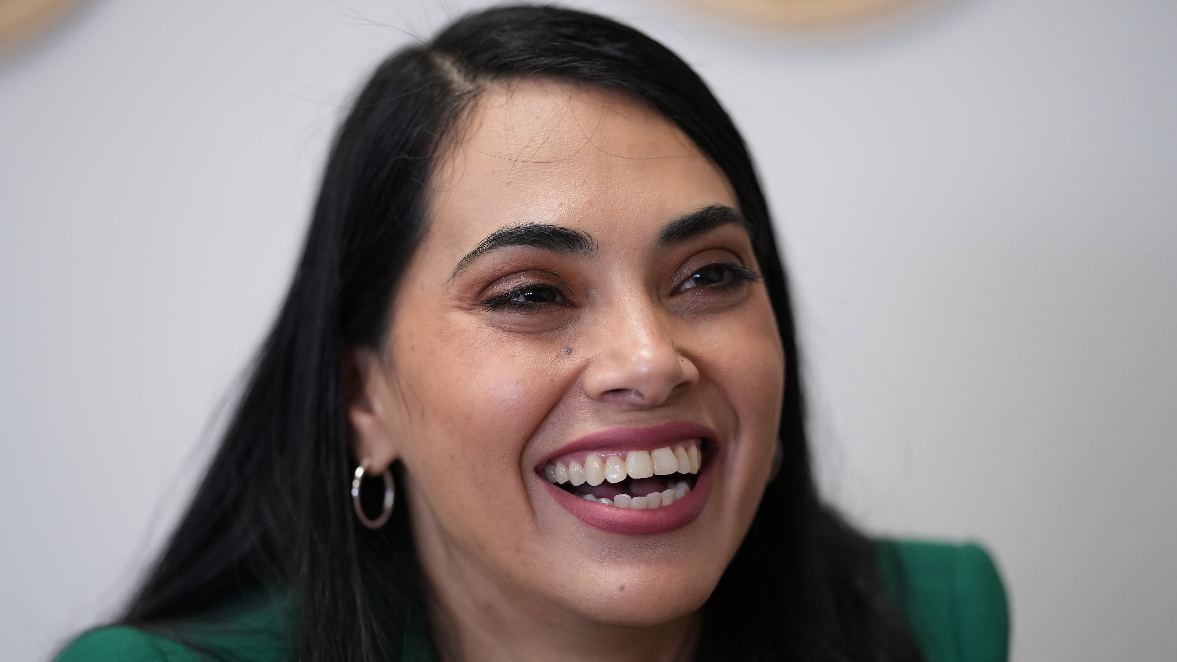 Rep. Mayra Flores, R-Texas, left, visits at a coffee shop, in Corpus Christi, Texas, Wednesday, Feb. 11, 2026. (AP Photo/Eric Gay)