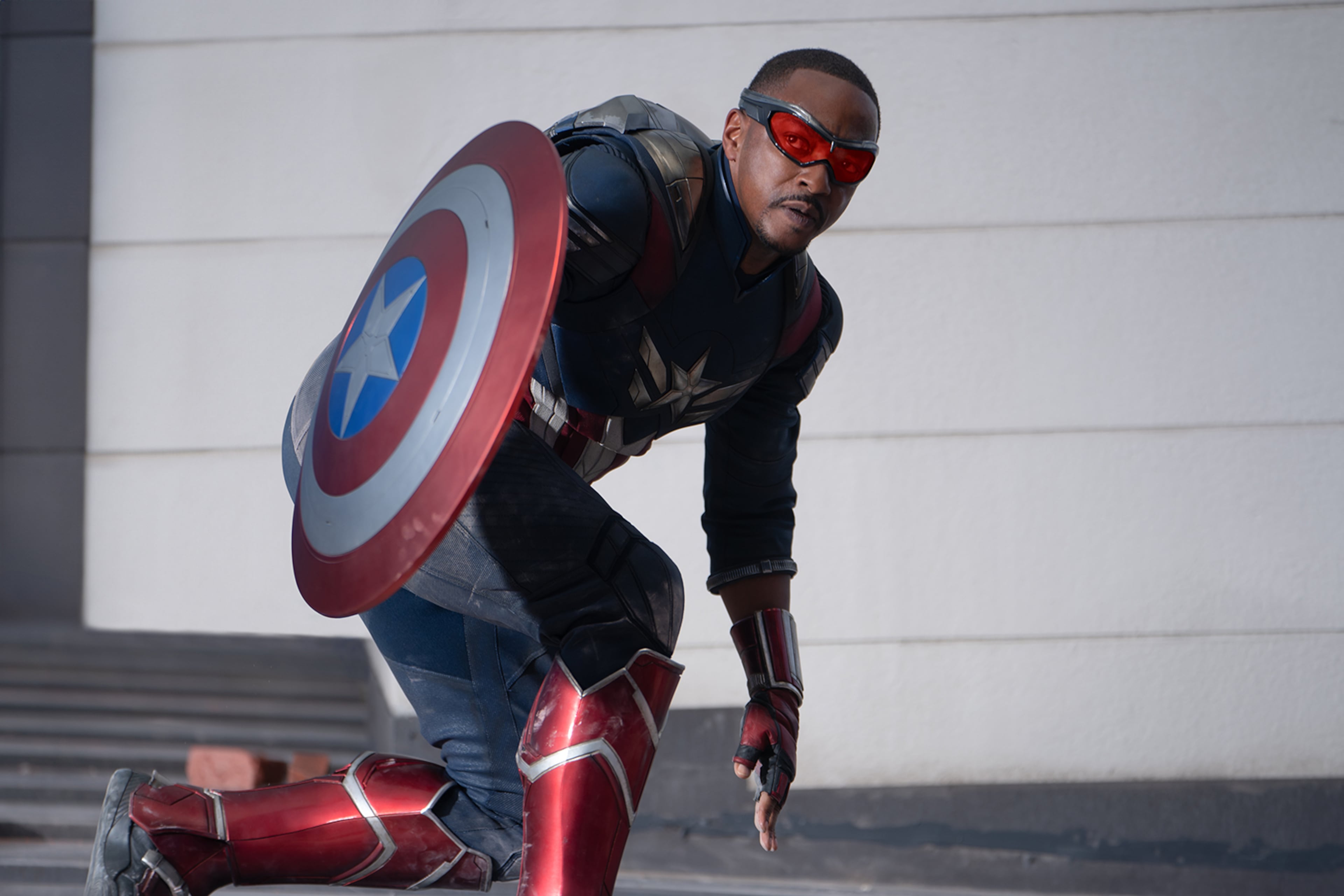 Anthony Mackie plays Sam Wilson/Captain America in Marvel Studios' "Captain America: Brave New World," which filmed in Georgia, Washington, D.C., Japan and Mexico. (Eli Adé/Marvel/TNS)