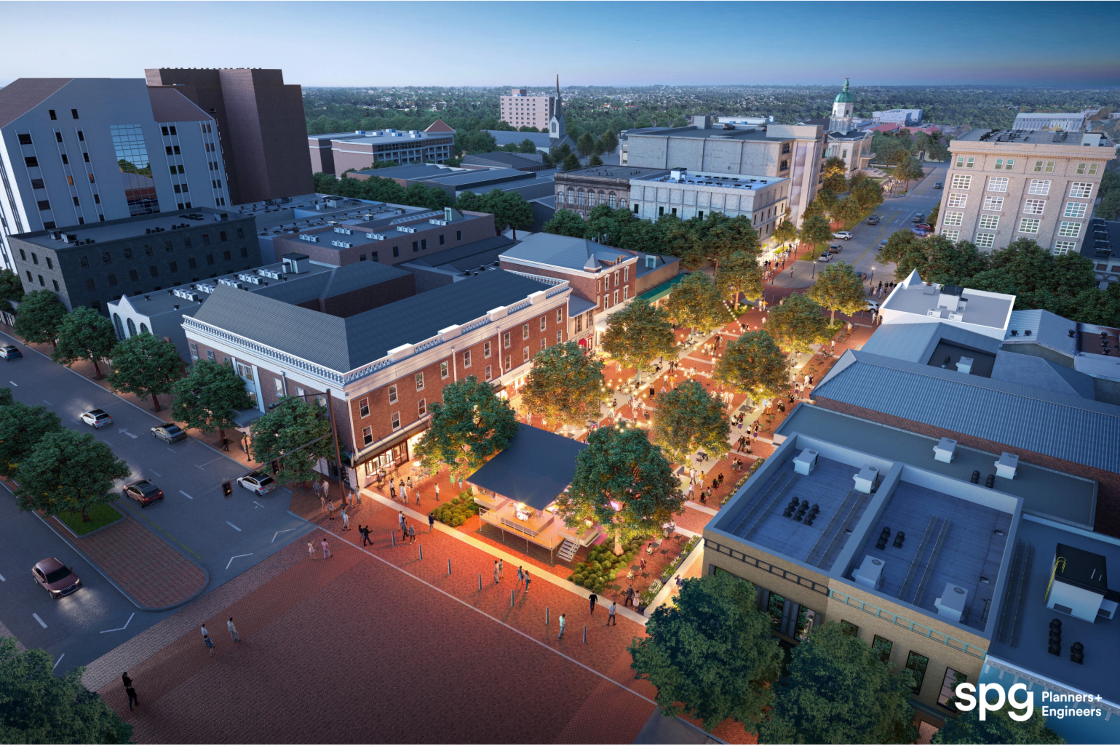 This rendering is the proposed concept for the College Square Redesign project in downtown Athens. The project broke ground in January and is scheduled to open by the University of Georgia's football opener Sept. 5, with full wrap-up by October. (Rendering by the Athens Downtown Development Authority)