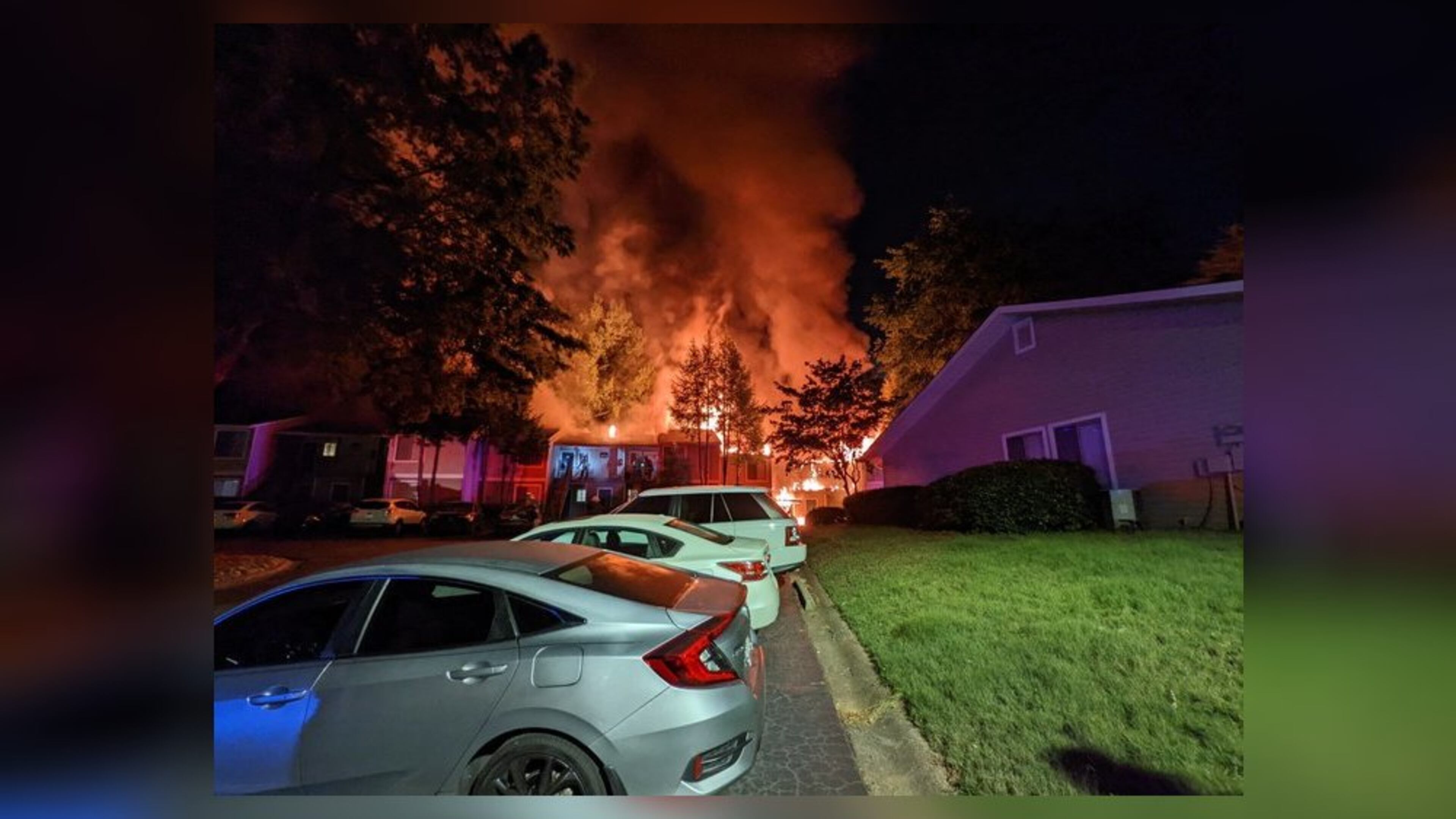 Residents from 12 units were displaced when flames engulfed an apartment complex in Norcross early Friday. No one was injured, fire officials said.