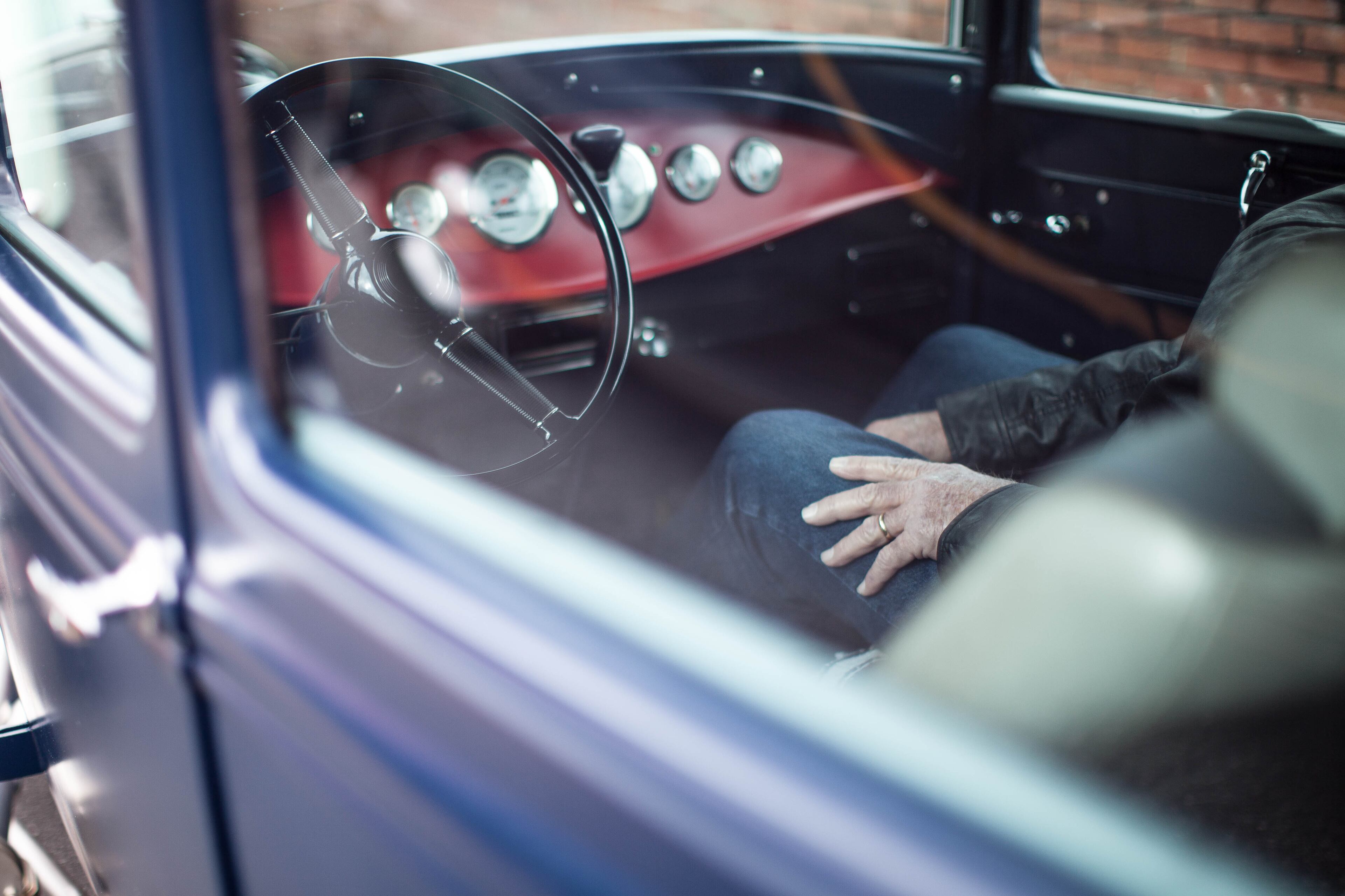 Members of the classic car group, ROMEO, drive in the burial procession of Bud and June Runion to a national cemetery in Canton, Monday, Feb. 2, 2015 in Kennesaw, Ga. (SPECIAL/BRANDEN CAMP)