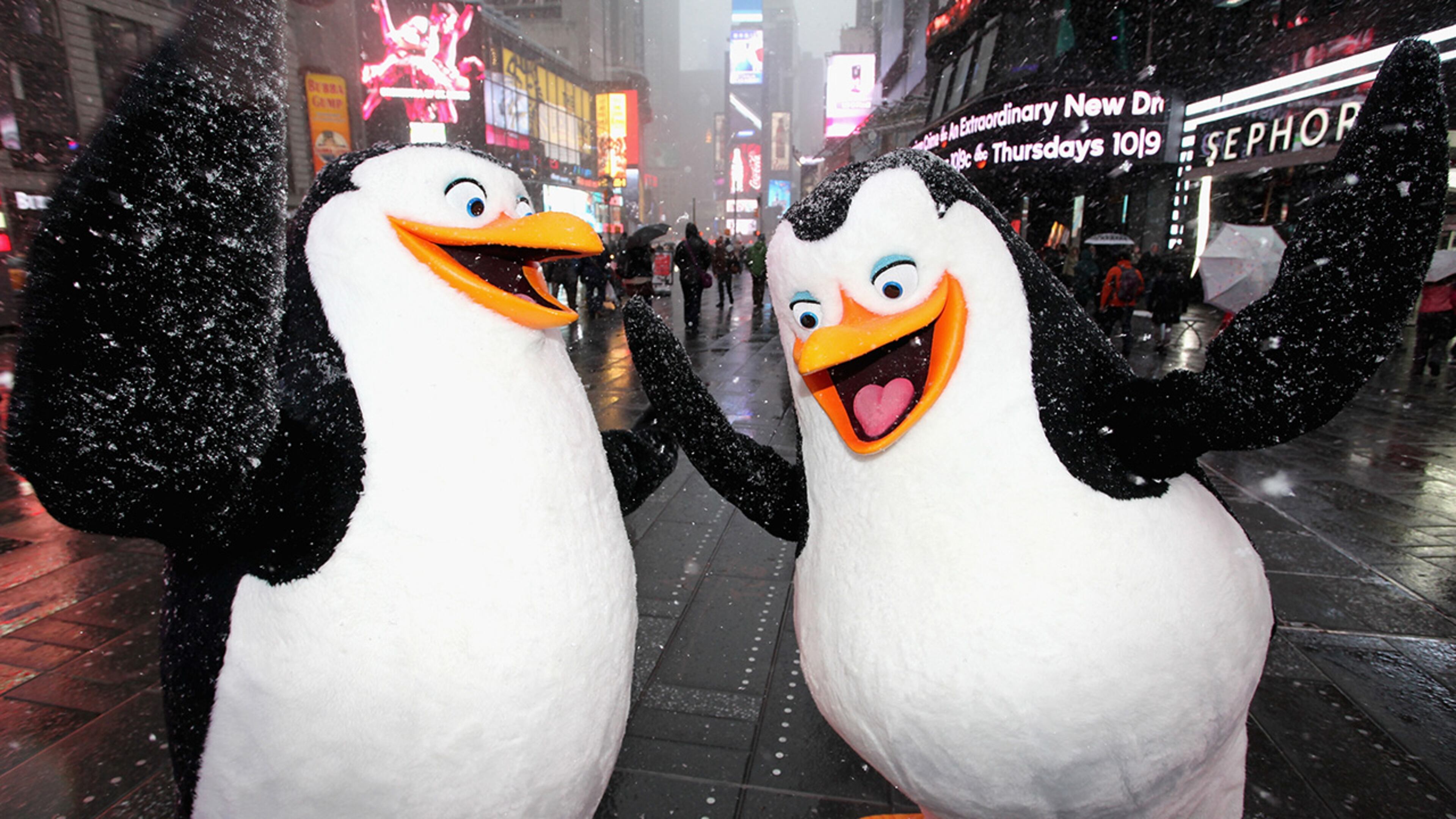 Skipper and Kowalsk of "Penguins of Madagascar" (Photo by Donald Bowers/Getty Images for Twentieth Century Fox Home Entertainment)