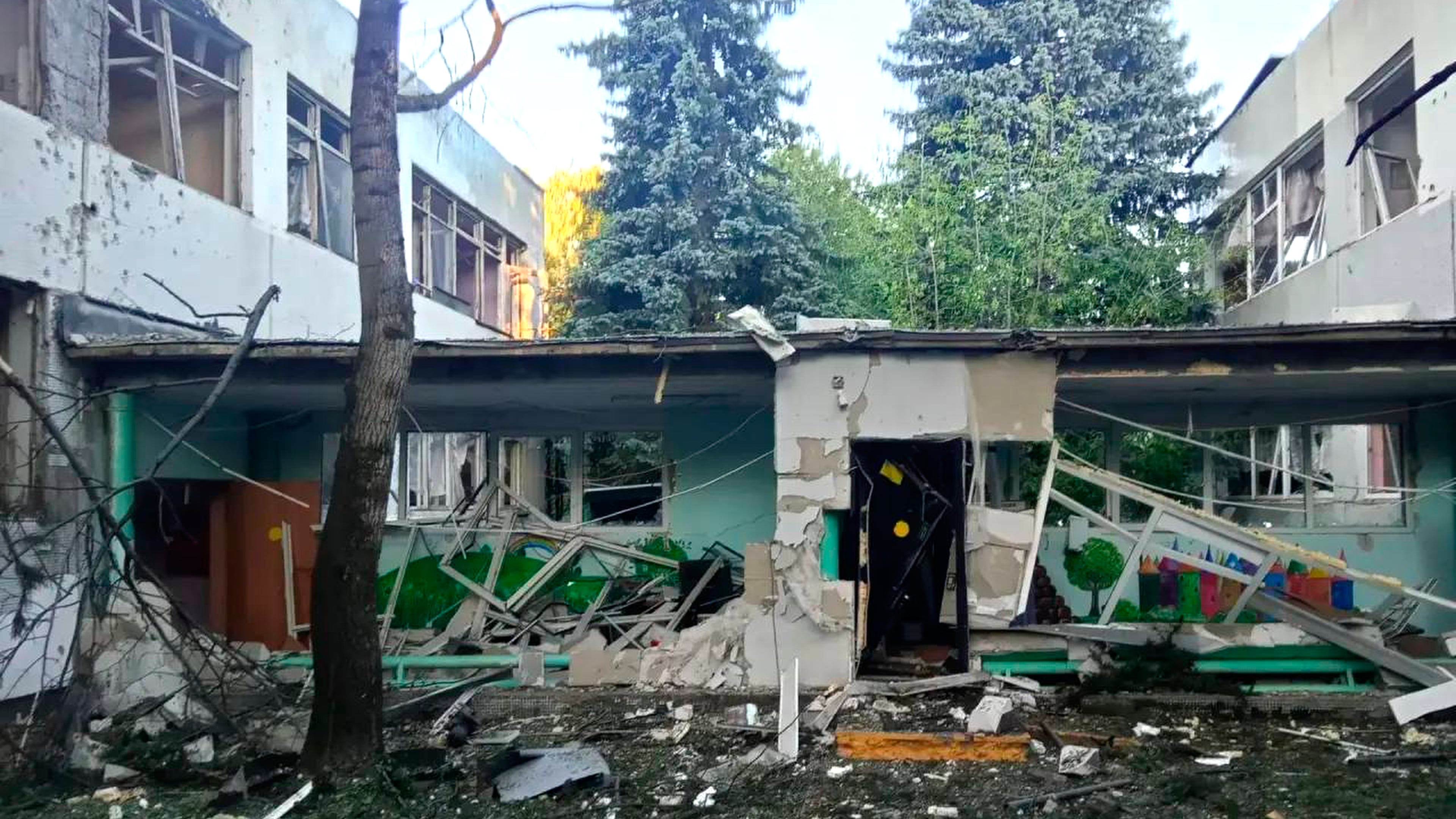 This photo, released by Moscow Region Governor Andrei Vorobyev's official telegram channel, shows a building damaged during a Ukrainian drone attack in Elektrostal, Moscow region of Russia, on Saturday, July 18, 2026. (Moscow Region Governor Andrei Vorobyev's official telegram channel via AP)