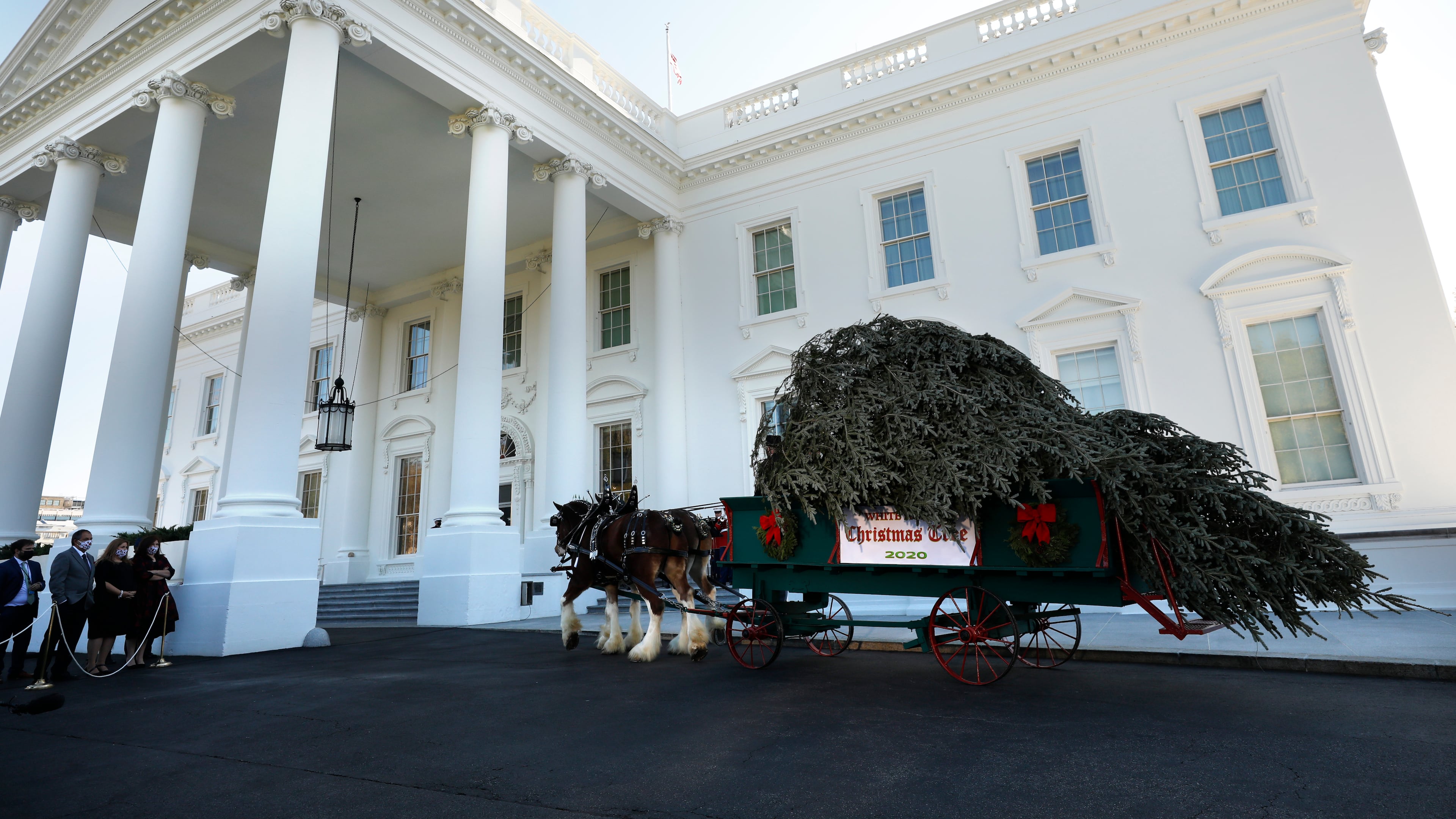 The White House Christmas Tree is delivered Monday. The Fraser fir is slightly taller than 18 feet and is from Dan and Bryan Trees in West Virginia and will serve as a centerpiece for Christmas decorations at the White House.