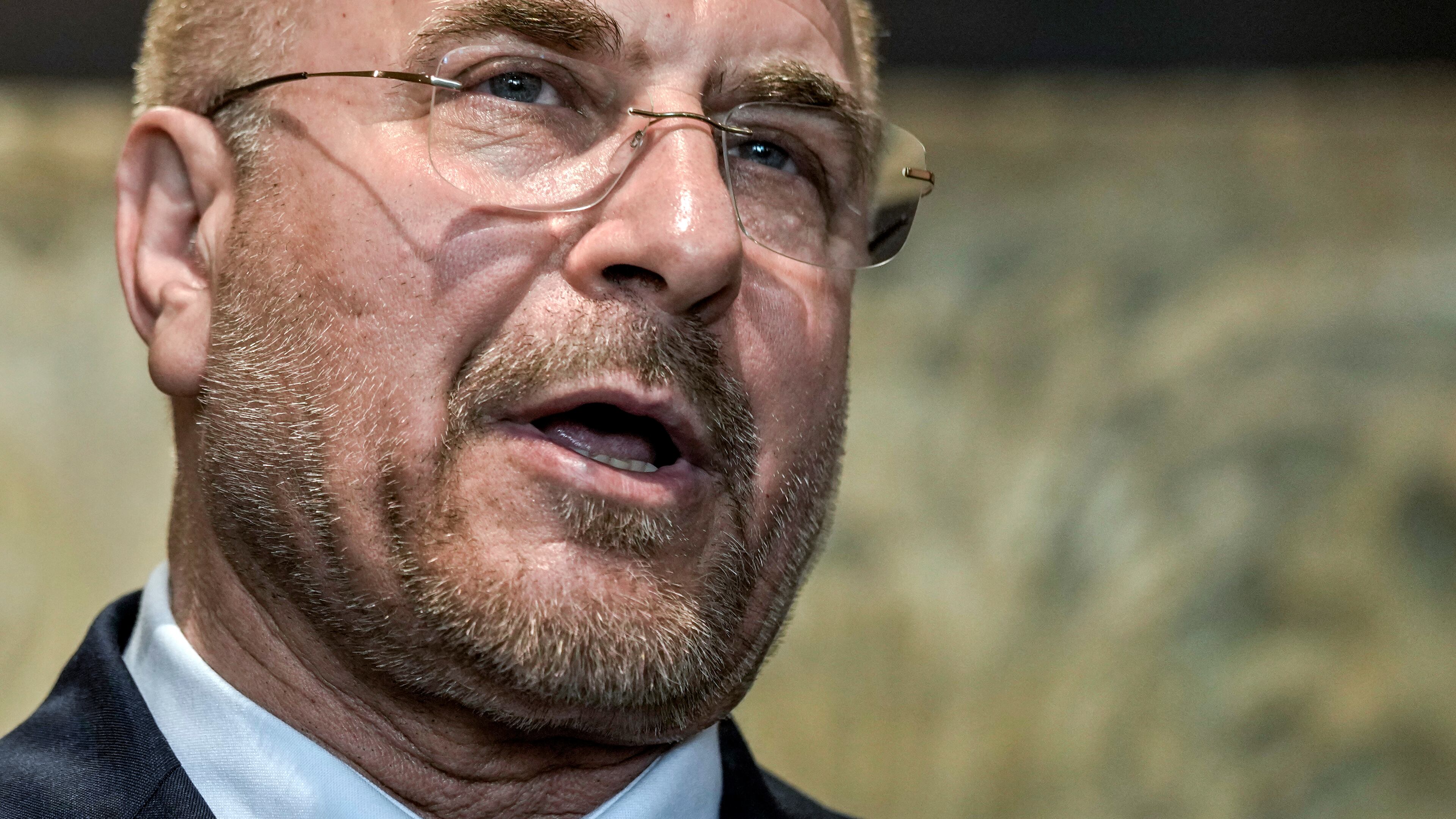 FILE - Iran's parliament speaker Mohammad Bagher Qalibaf, speaks during a press conference in Beirut, Lebanon, on Oct. 12, 2024. (AP Photo/Bilal Hussein, File)