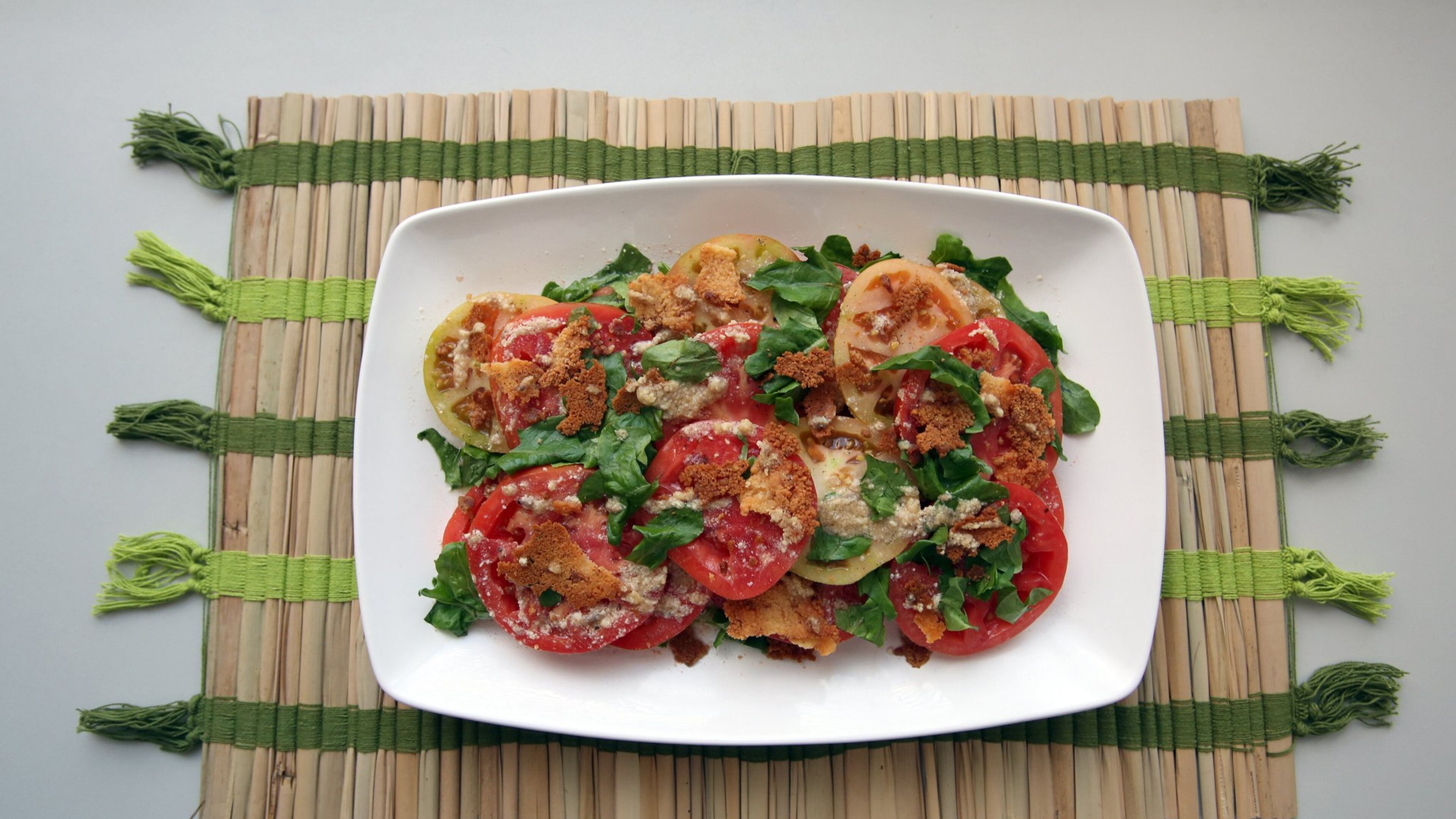 Tomato Caesar Salad Bacon-Parmesan Crisps. (Diane Weiss/Detroit Free Press/TNS)