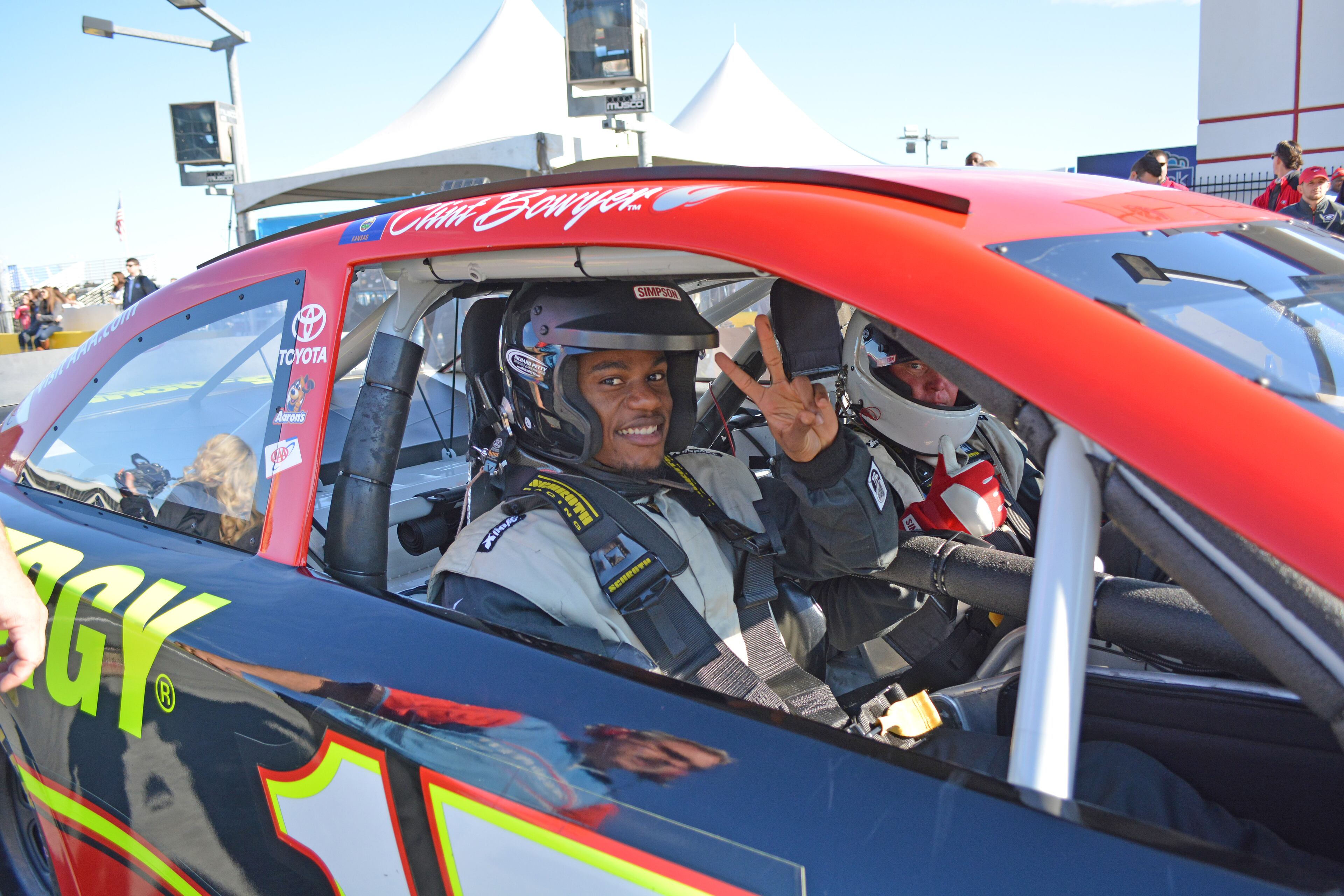 Defensive back Devin Bowman gets ready to go as the Bulldogs participated in the Richard Petty Driving Experience at Charlotte Motor Speedway on Saturday, Dec. 27, 2014. (Photo by Steven Colquitt / UGA Sports)