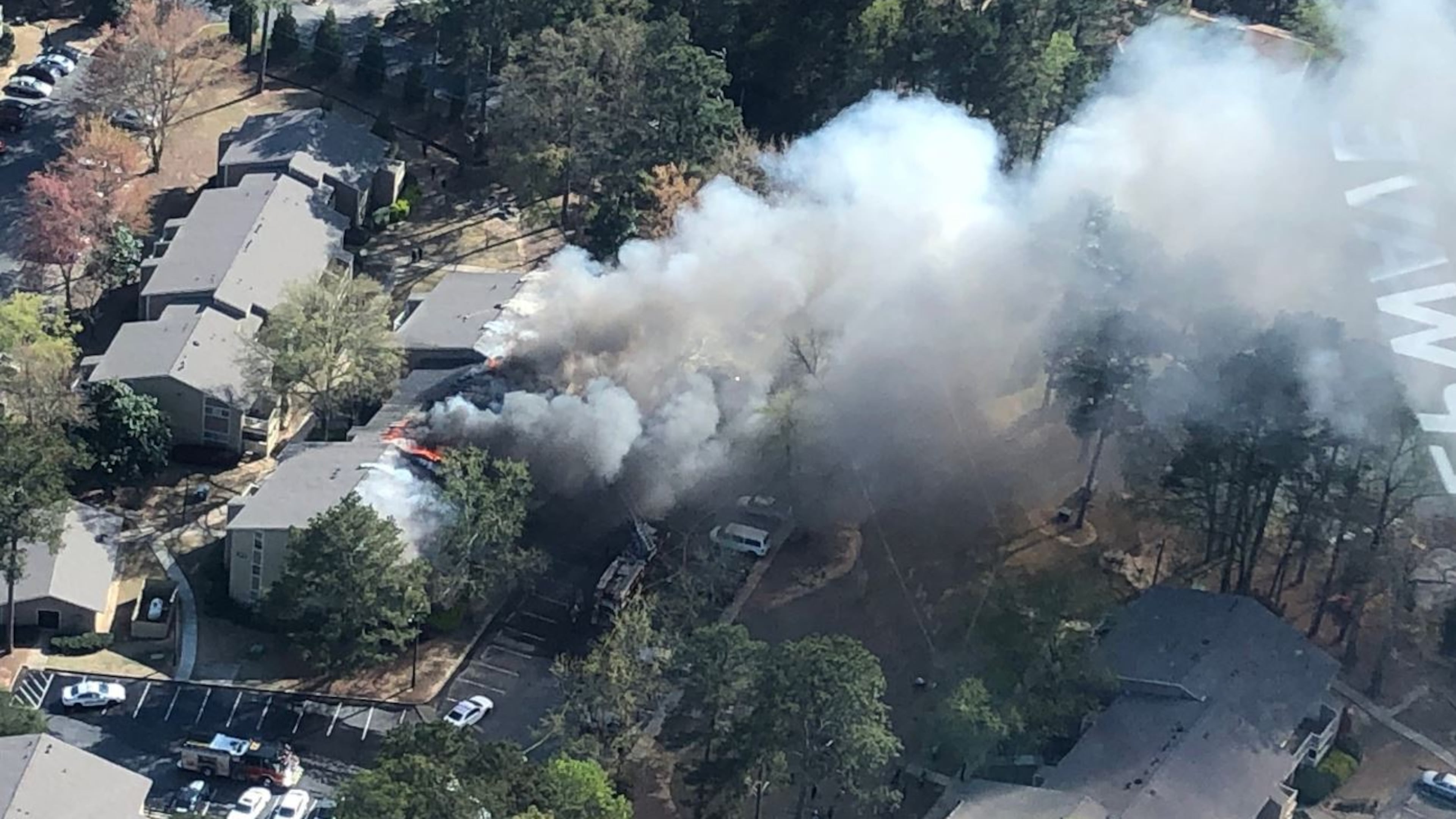 The apartment building is in the 6800 block of Bebout Drive.