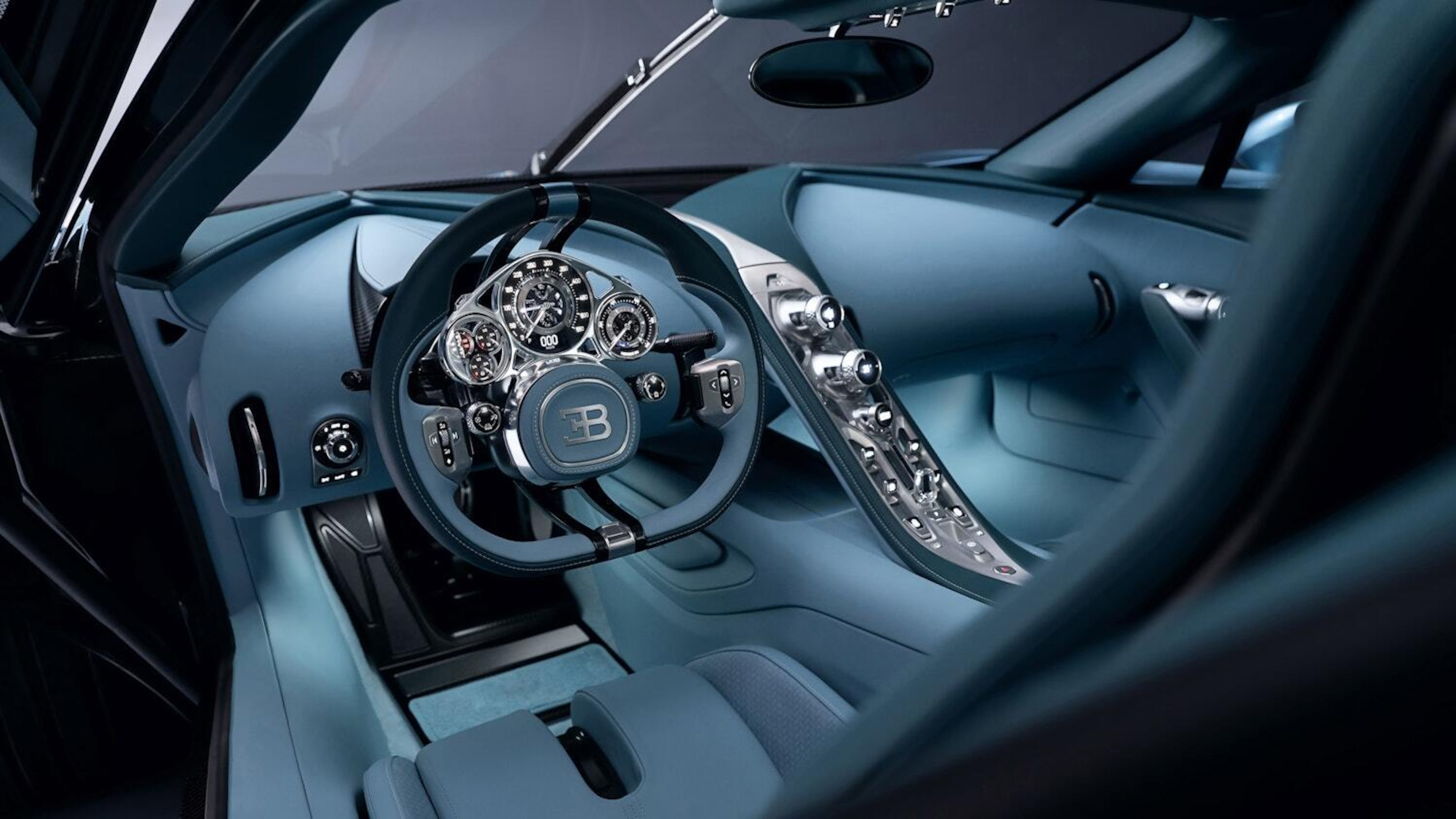 The Bugatti Tourbillon is the go-to unattainable dream car for many, and it has no center infotainment screen. (Courtesy of Bugatti)