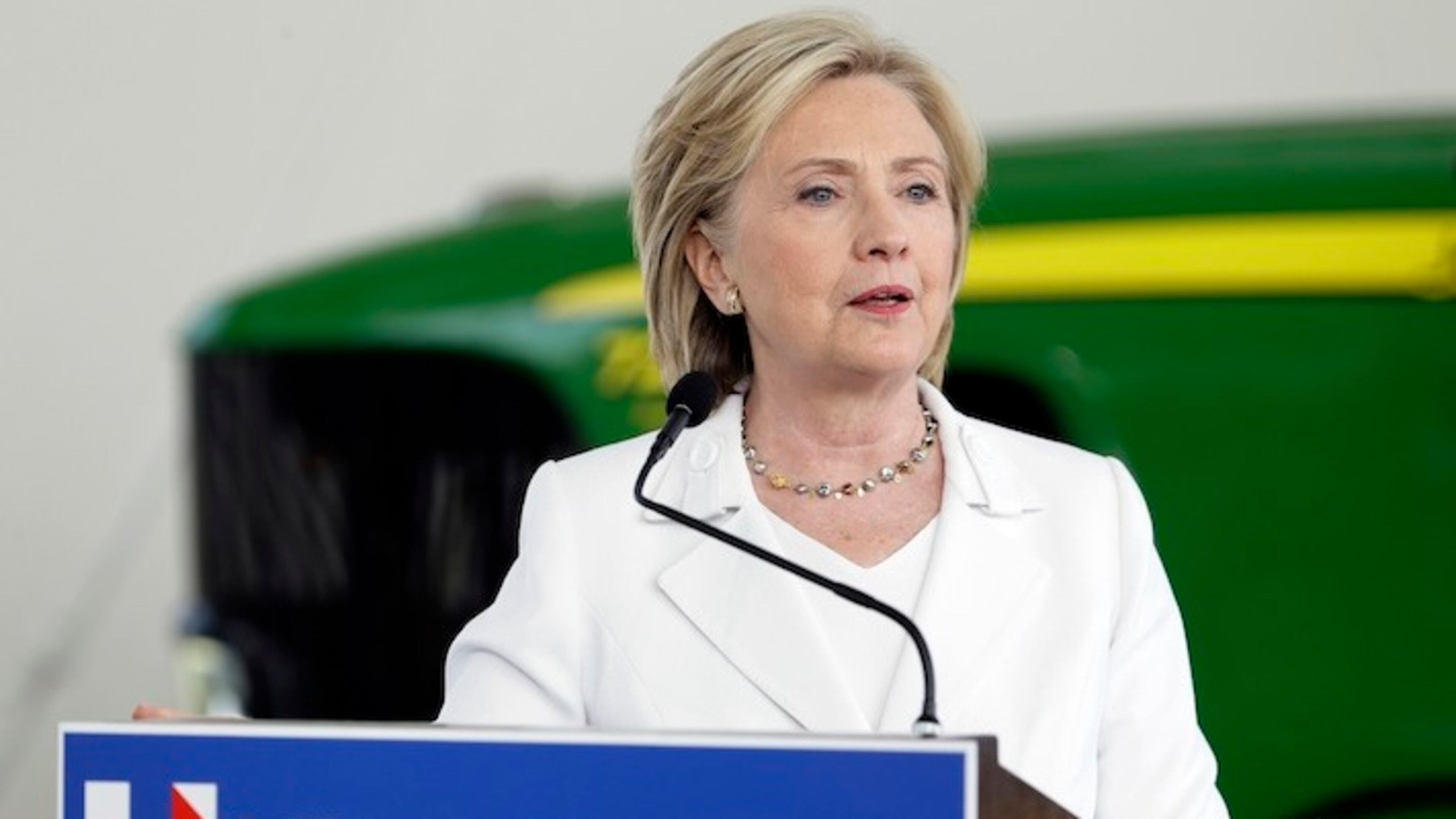 Democratic presidential candidate Hillary Rodham Clinton speaks about rural issues at the Des Moines Area Community College, Wednesday, Aug. 26, 2015, in Ankeny, Iowa. (AP Photo/Charlie Neibergall)