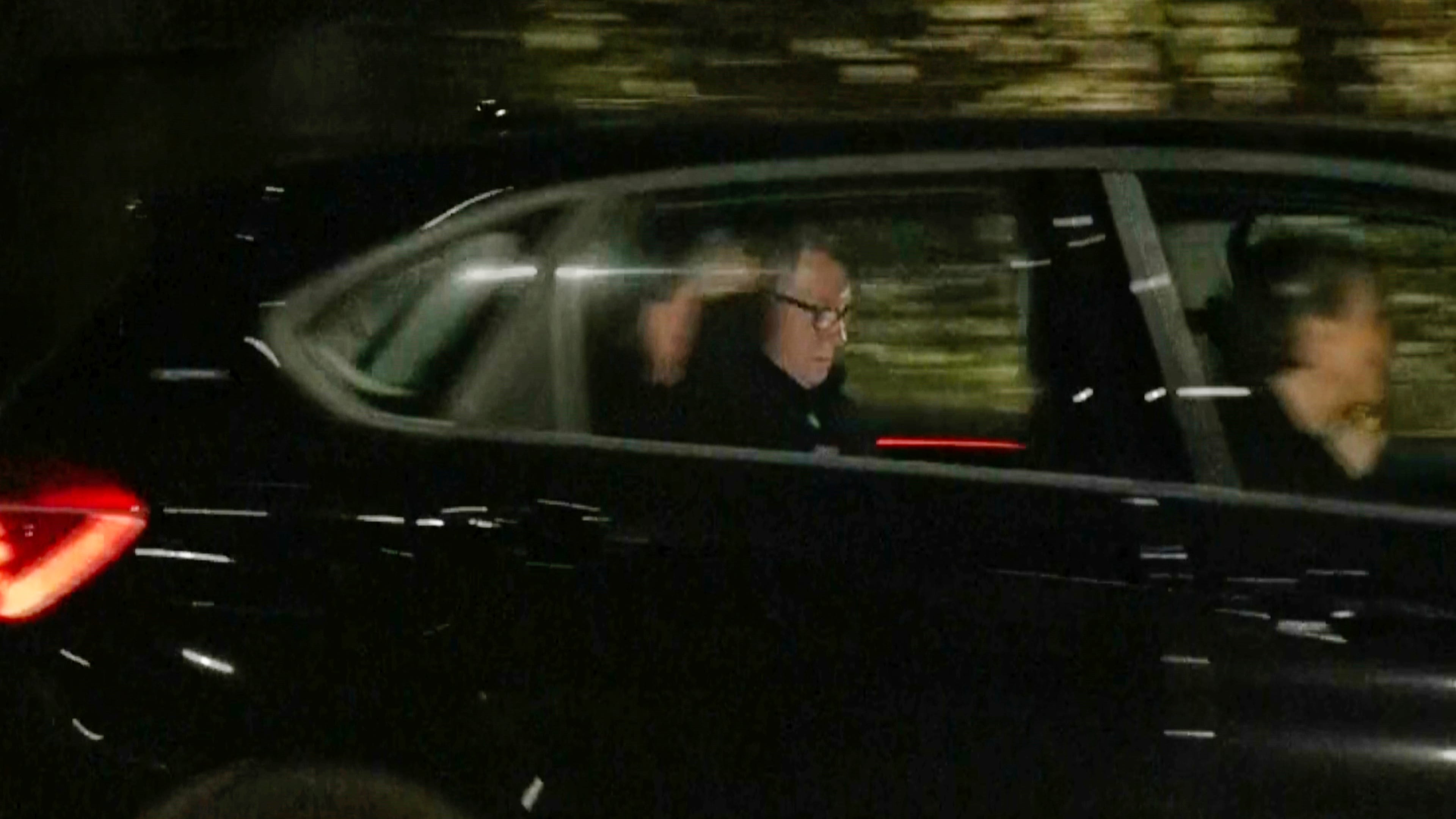 In this photo taken from video by Sky News, Britain's former ambassador to the U.S. Peter Mandelson is seen in a vehicle leaving a police station in London in the early hours of Tuesday, Feb. 24, 2026. (Sky News Exclusive via AP)