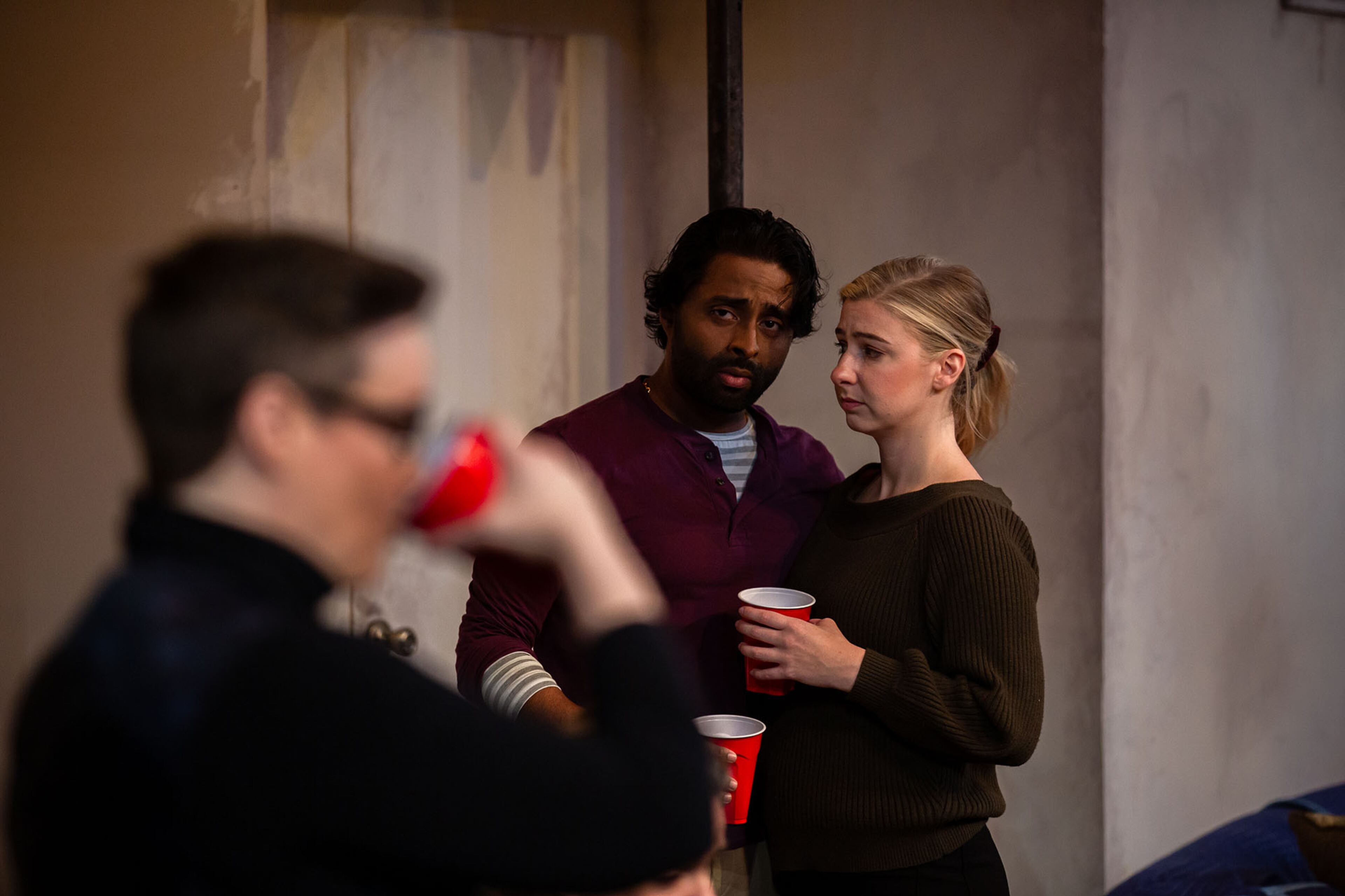 "The Humans" is onstage at Theatrical Outfit through June 25, with Rhyn McLemore as Aimee, Tamil Periasamy as Richard, Maggie Larson as Brigid.
(Courtesy of Nick Hattings)