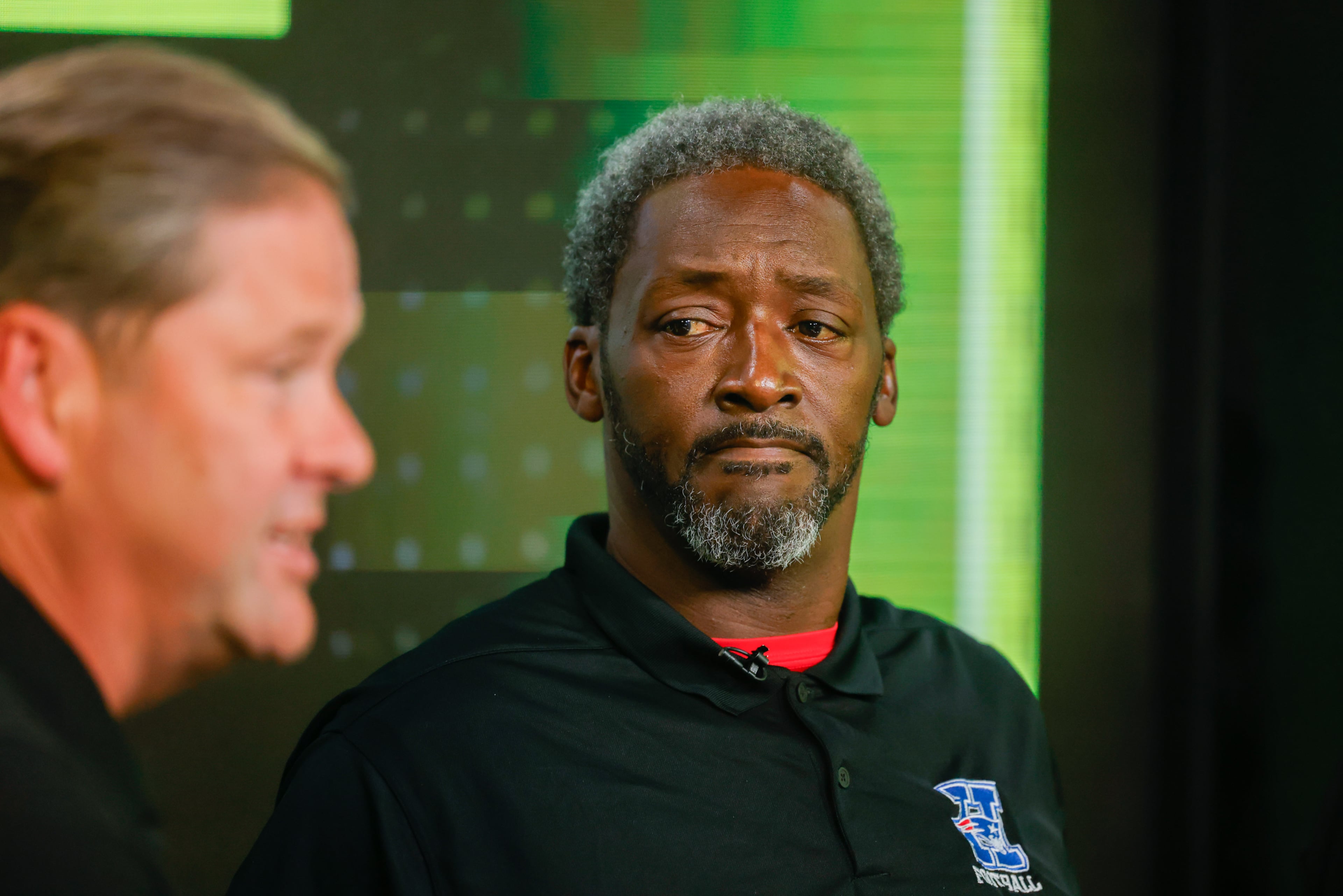 Former Super 11 honoree Quincy Carter appears during the taping of the Super 11 reveal show at Score ATL in Roswell on Aug. 3, 2026. (Arvin Temkar/AJC)