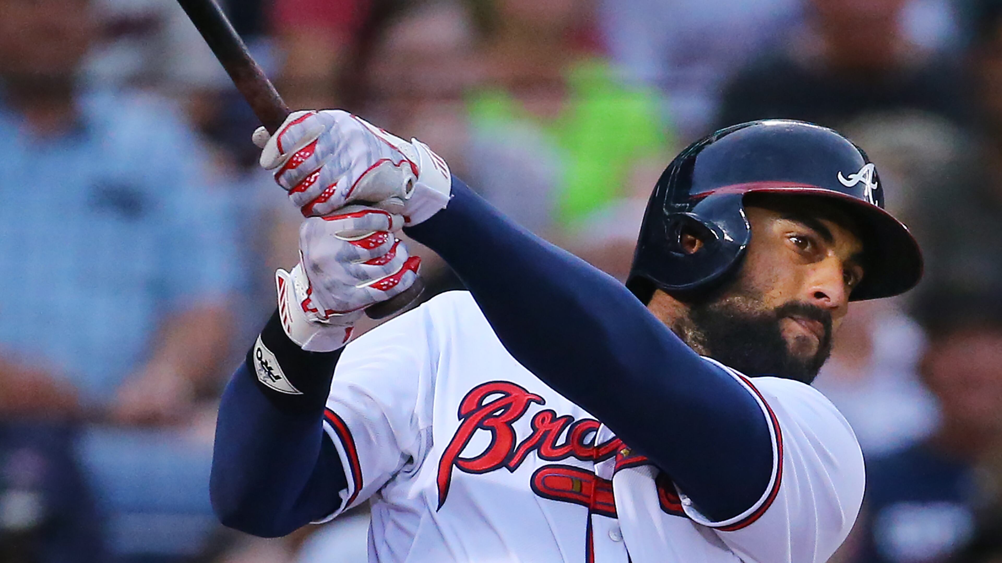 Nick Markakis has been “the ultimate pro in the batter’s box” said Braves hitting coach Kevin Seitzer. (Curtis Compton / ccompton@ajc.com)