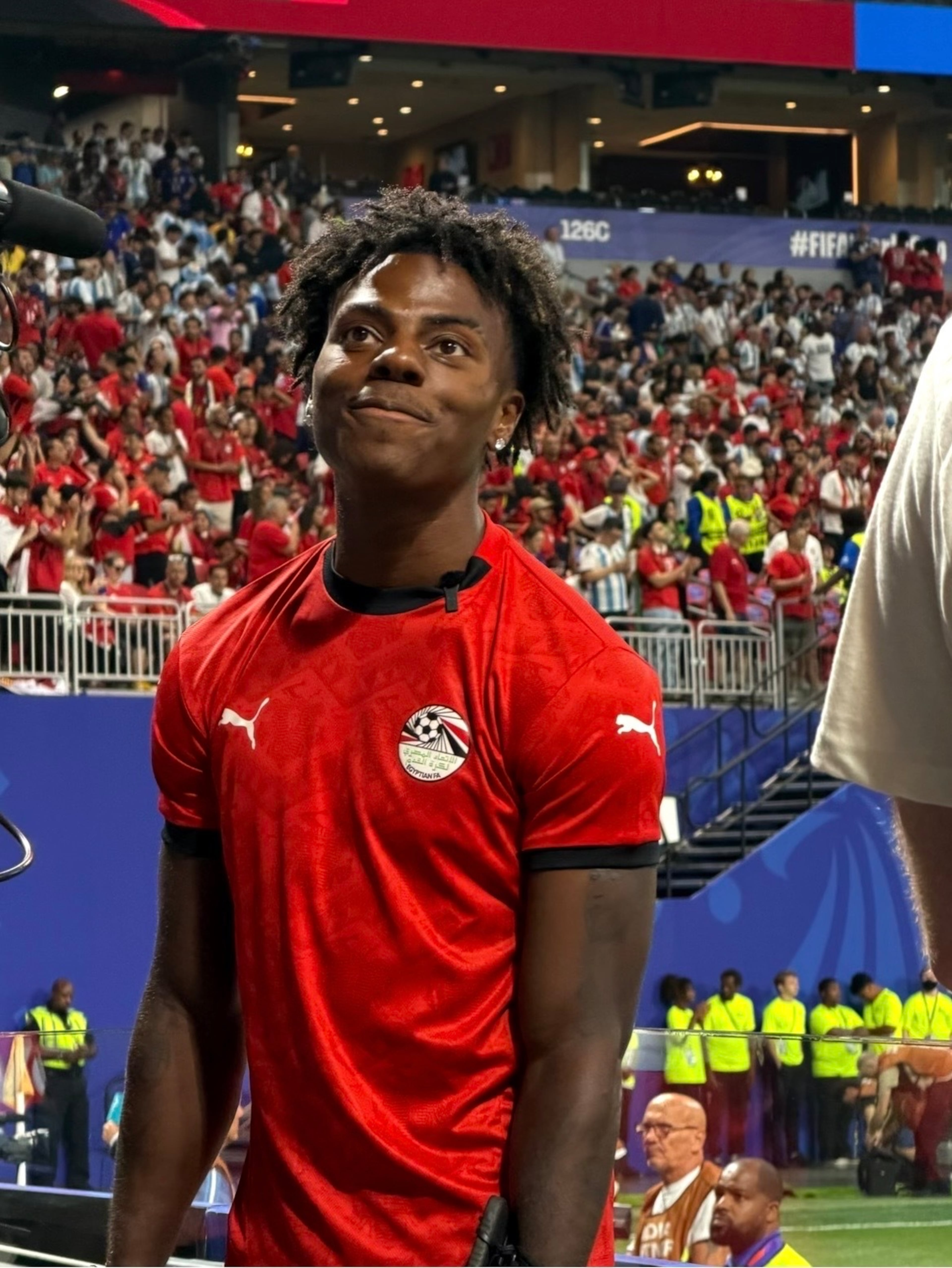 IShowSpeed was sitting in the same section of Atlanta Stadium as Atlanta's Cecilia Houston-Torrence and Susan Ross during the Argentina-Egypt World Cup match on Tuesday, July 7, 2026. (Courtesy of Susan Ross).