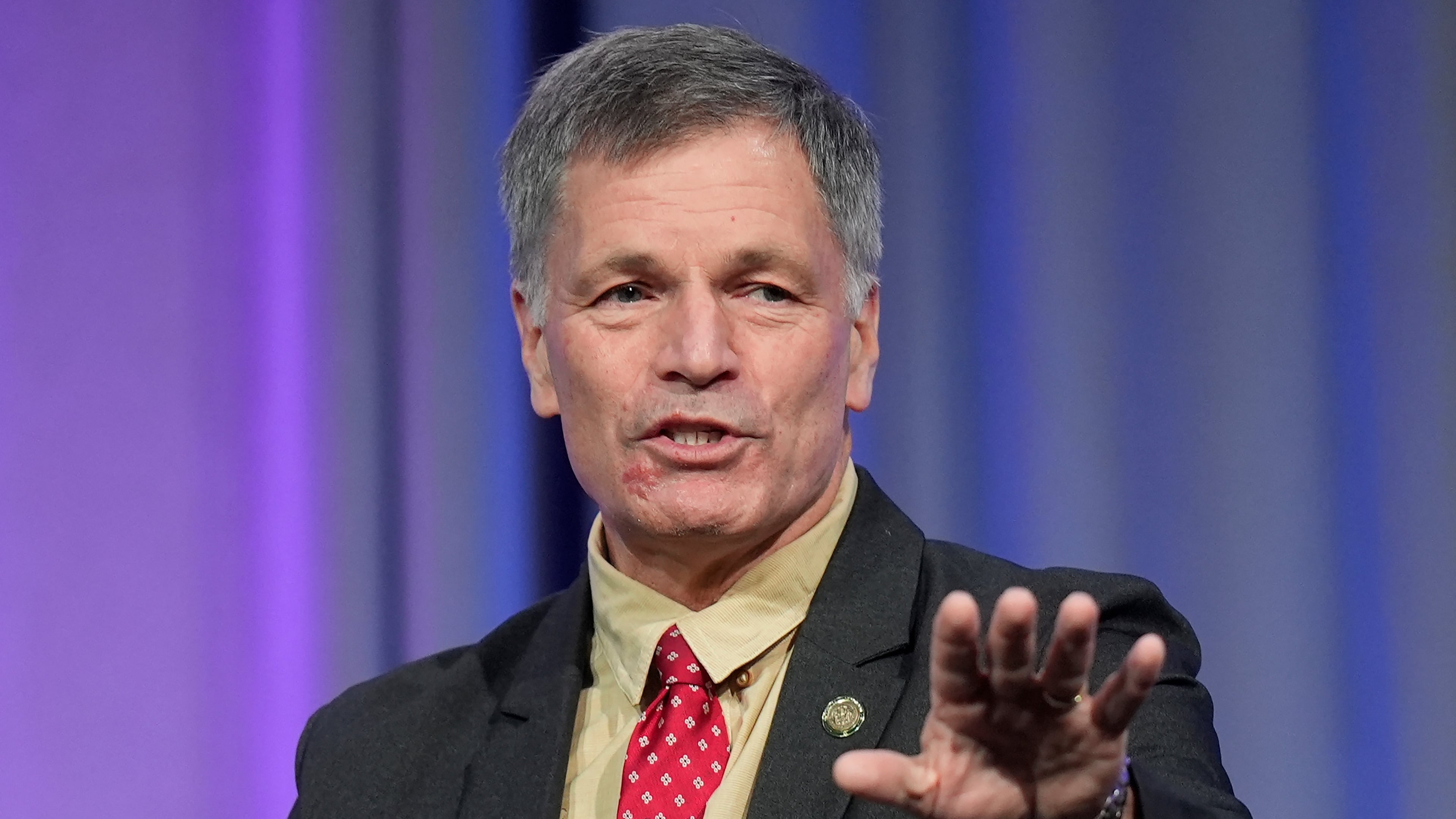 FILE - Wyoming Gov. Mark Gordon speaks at the summer meeting of the National Governors Association in Salt Lake City, July 11, 2024. (AP Photo/Rick Bowmer, File)