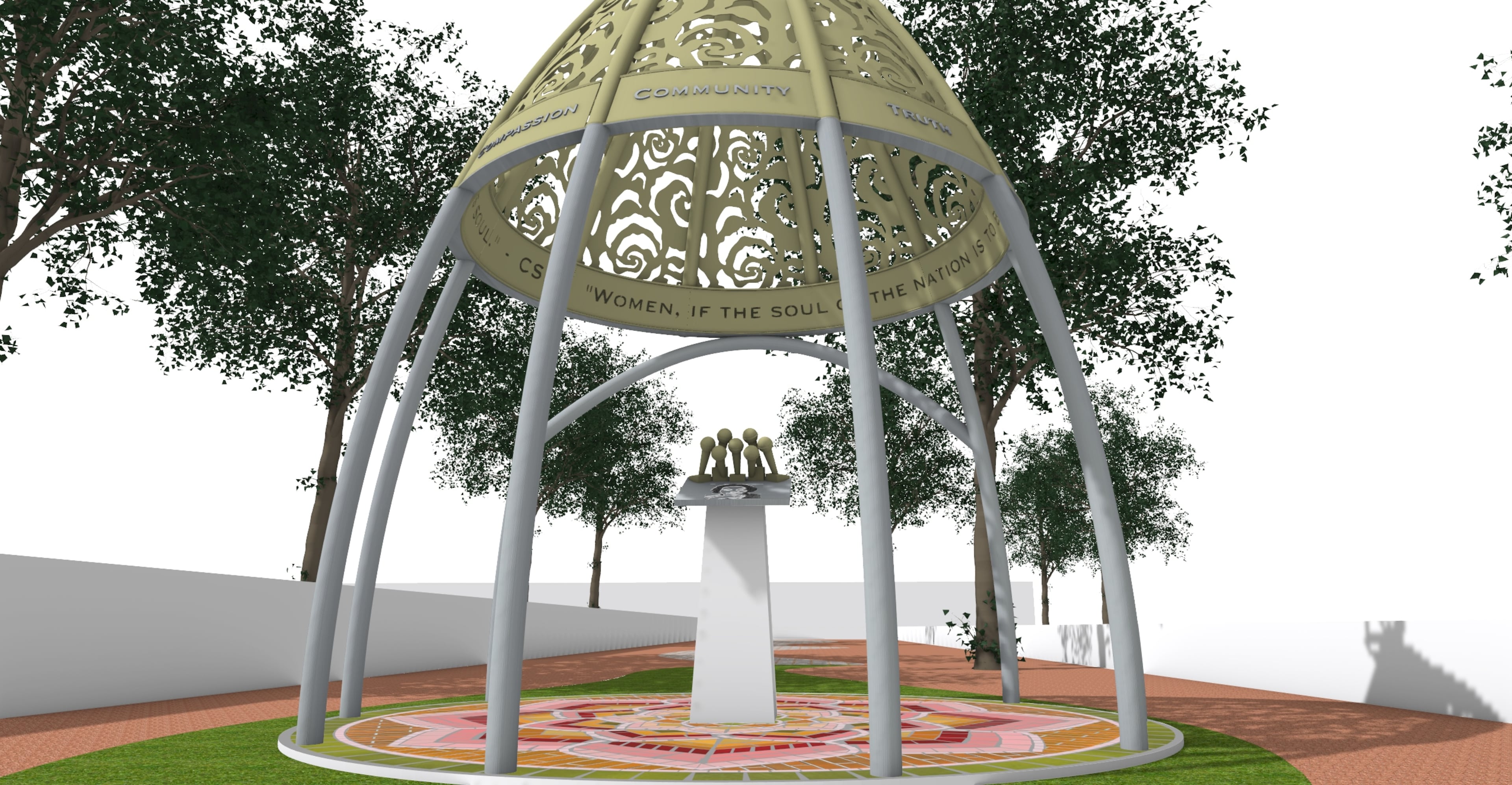 A rendering of Saya Woolfalk's "Coretta Scott King Peace and Meditation Garden," a memorial for the civil rights icon that will be unveiled on April 27 at the King Center.