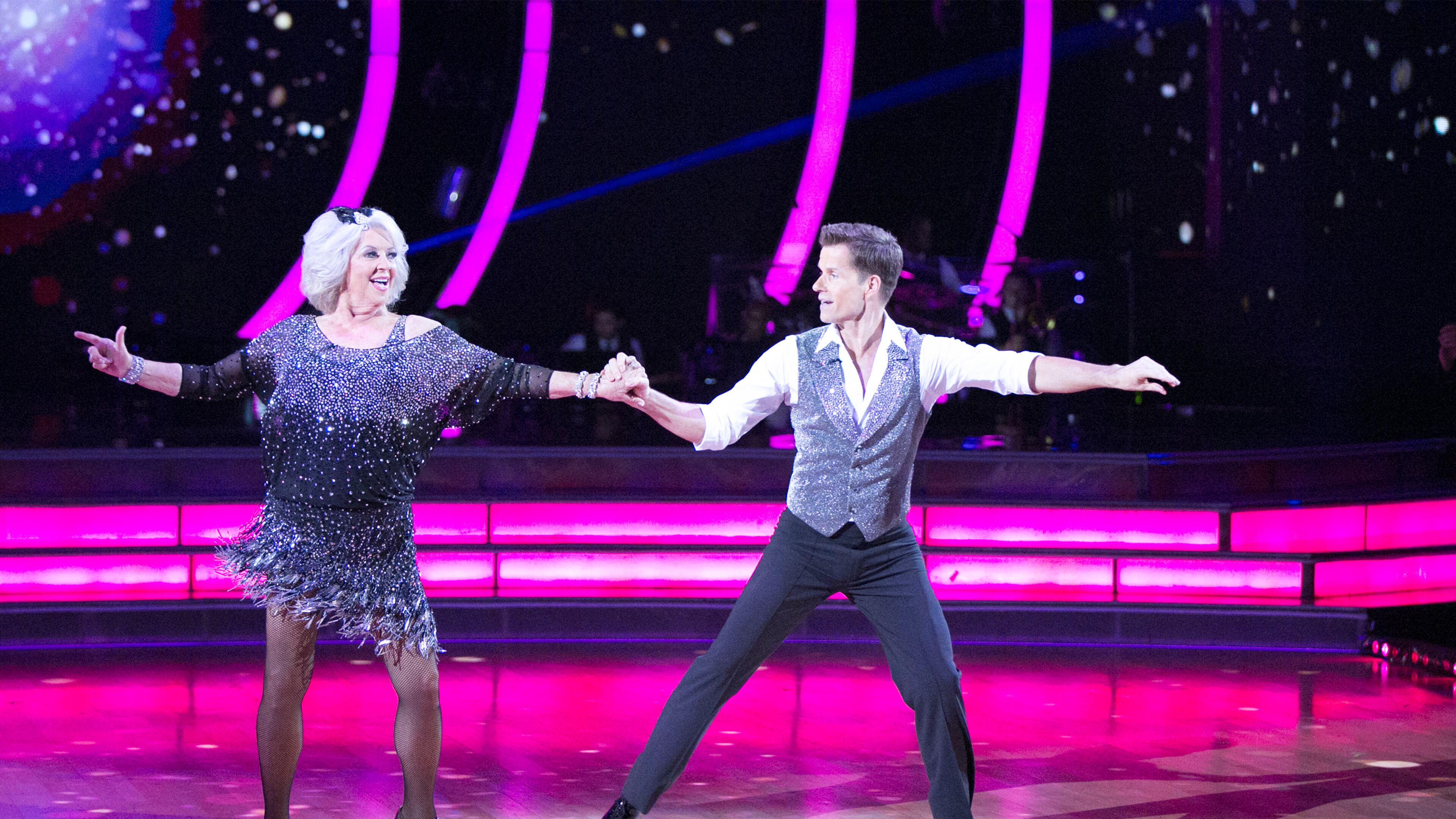 DANCING WITH THE STARS - “Episode 2104” - Each celebrity set out to leave a lasting impression with their dances as they commemorated their most memorable year on "Dancing with the Stars" LIVE on MONDAY, OCTOBER 5 (8:00-10:01 p.m., ET) on the ABC Television Network. Each couple danced to a song of the celebrity's choosing that encompassed a memorable time, or truly incredible experience in their life. These heartfelt performances showcased some of the most exciting choreography and emotionally powerful routines of the season yet. At the end of evening, one couple was eliminated from the ballroom competition. (ABC/Adam Taylor) PAULA DEEN, LOUIS VAN AMSTEL