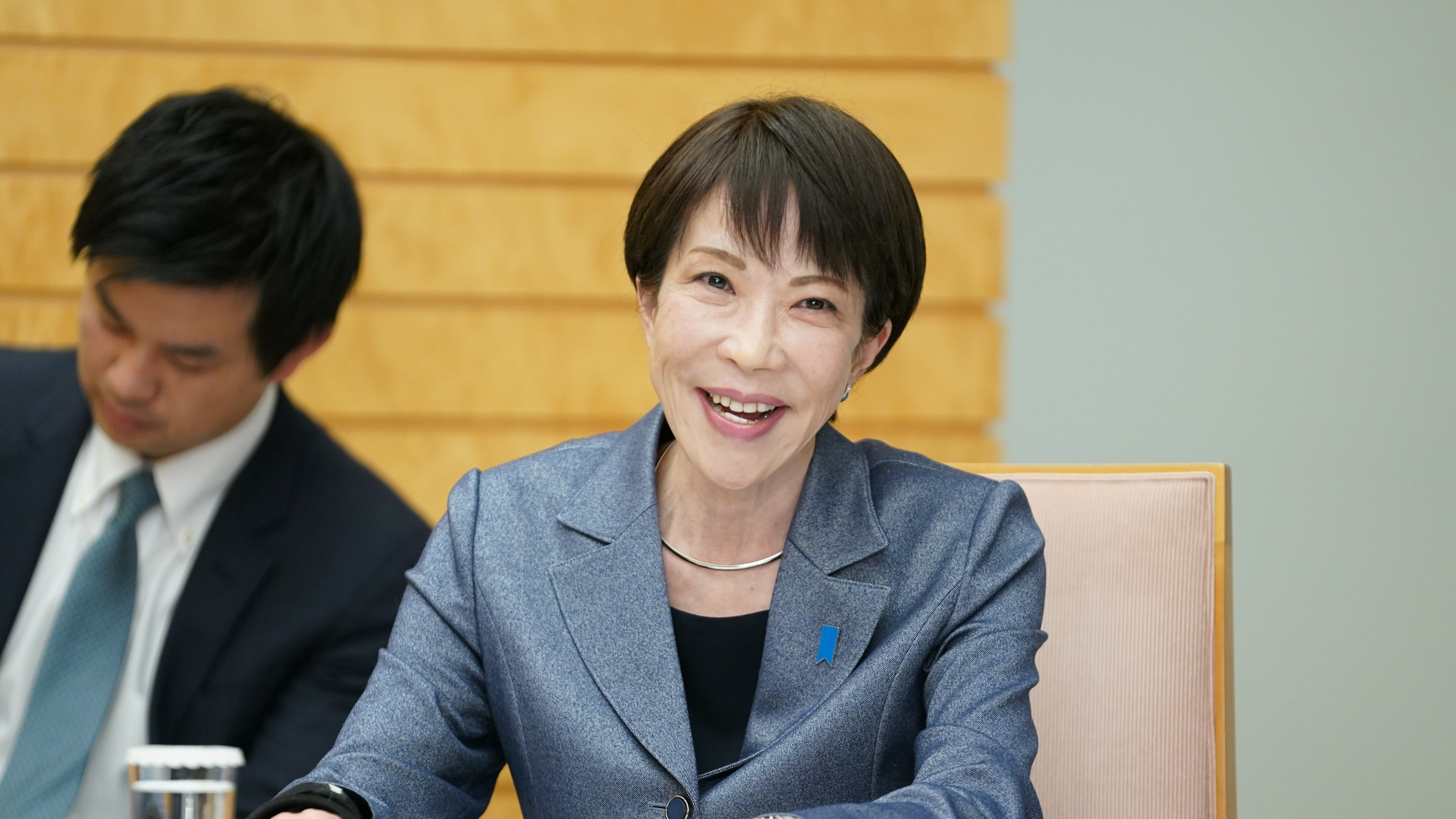 Japan's Prime Minister Sanae Takaichi speaks during a meeting with Taiwan Semiconductor Manufacturing Company's Chairman C.C. Wei at the prime minister's office in Tokyo, Thursday, Feb. 5, 2026. (Kazuhiro Nogi/Pool Photo via AP)