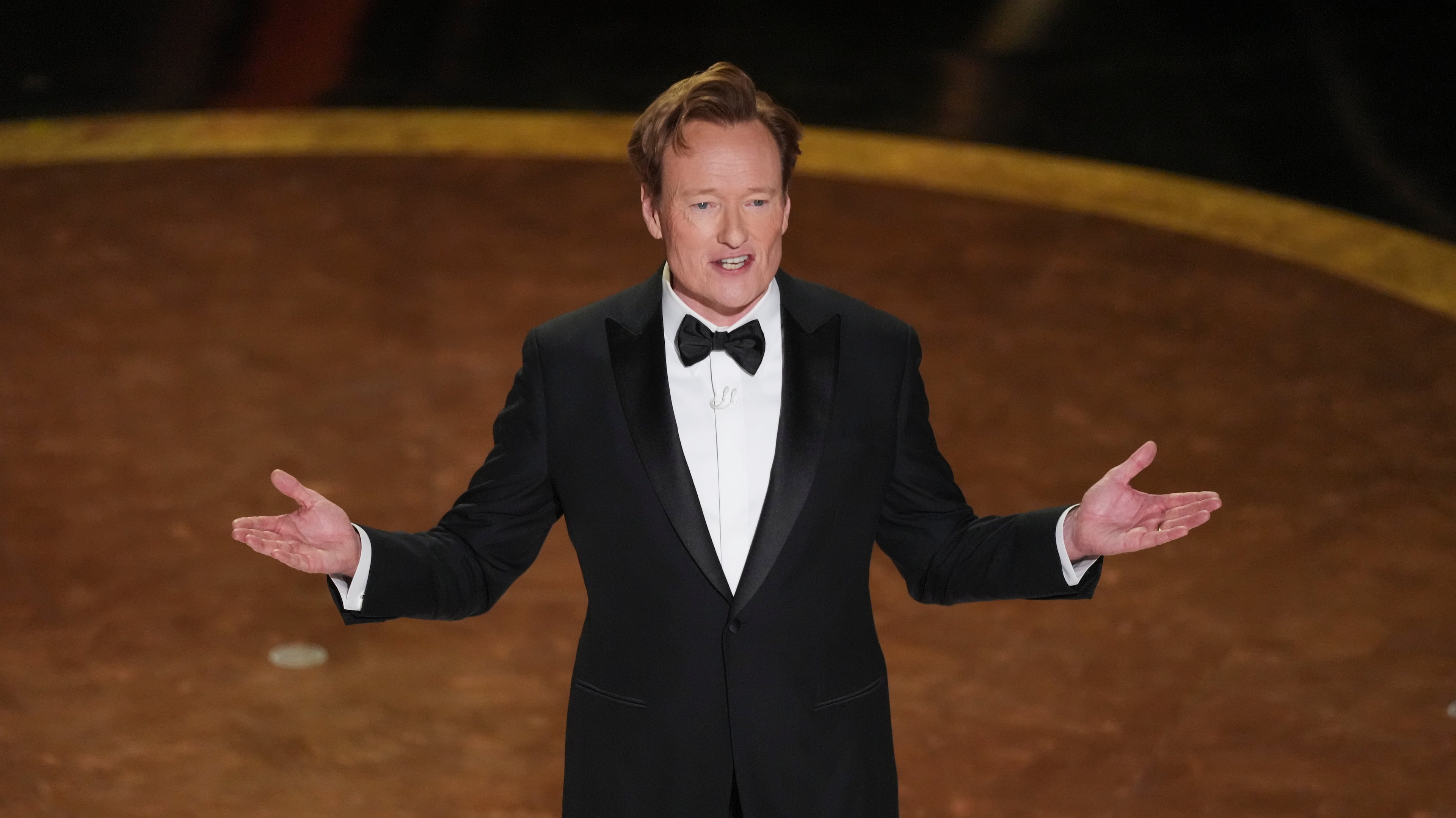 FILE - Host Conan O'Brien speaks during the Oscars in Los Angeles on March 2, 2025. (AP Photo/Chris Pizzello, File)