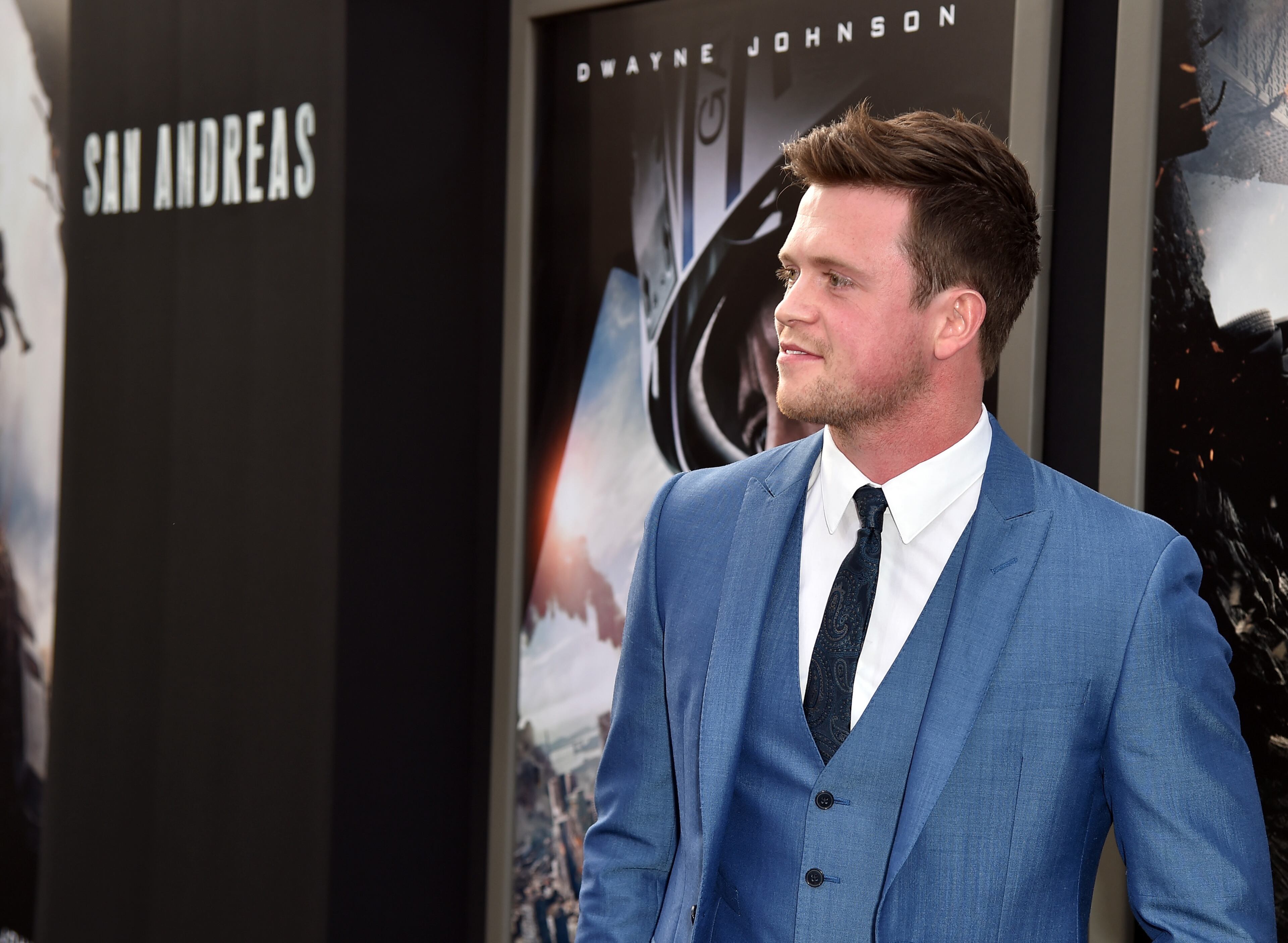 HOLLYWOOD, CA - MAY 26: Actor Hugo Johnstone-Burt arrives at the premiere of Warner Bros. Pictures' "San Andreas" at TCL Chinese Theatre on May 26, 2015 in Hollywood, California. (Photo by Kevin Winter/Getty Images)