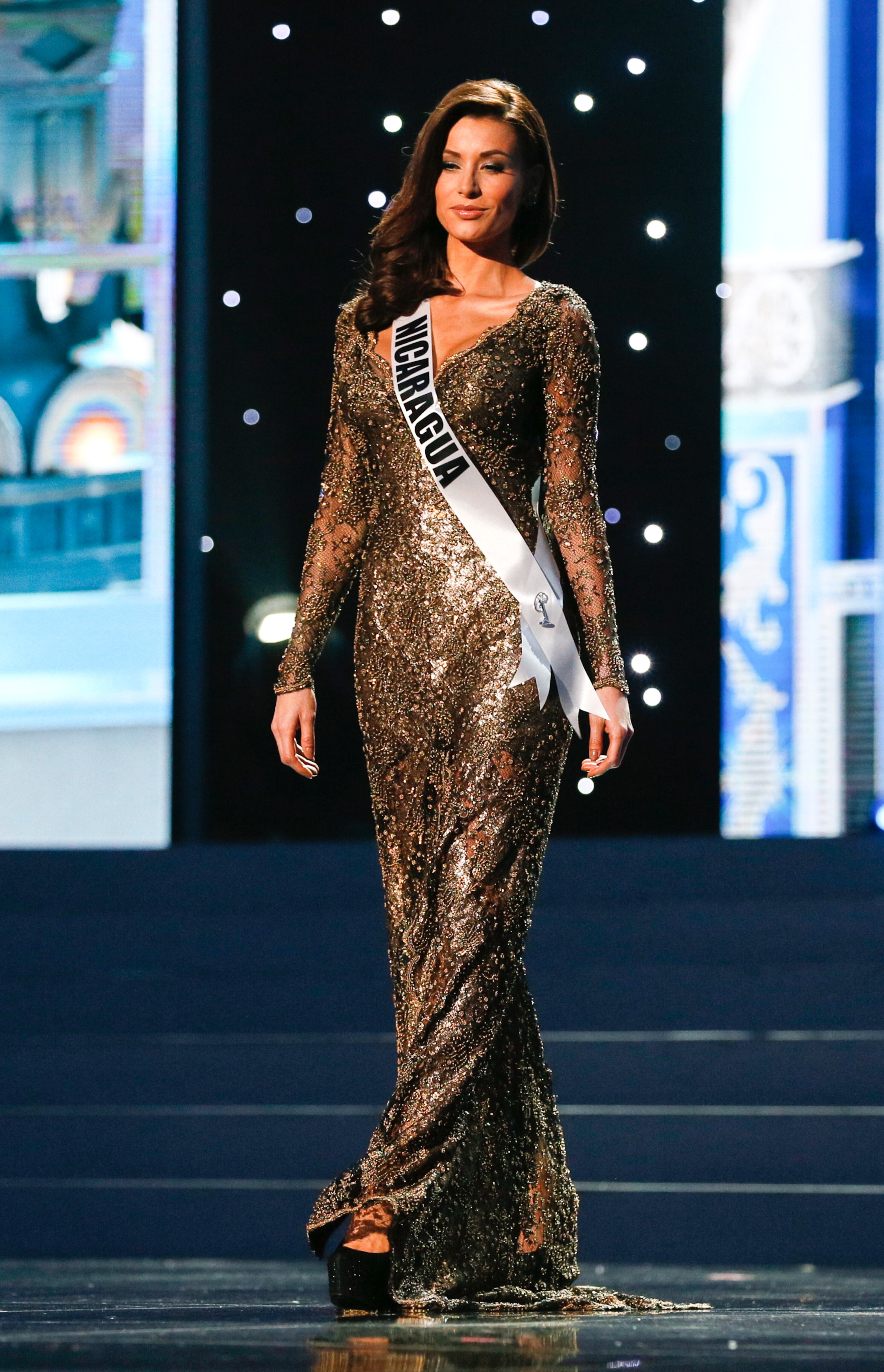 Miss Nicaragua Nastassja Bolivar presents herself during the preliminary competition of the 2013 Miss Universe pageant in Moscow, Russia, on Tuesday, Nov. 5, 2013. Beauties will compete for the title of Miss Universe in Moscow on Nov. 9.