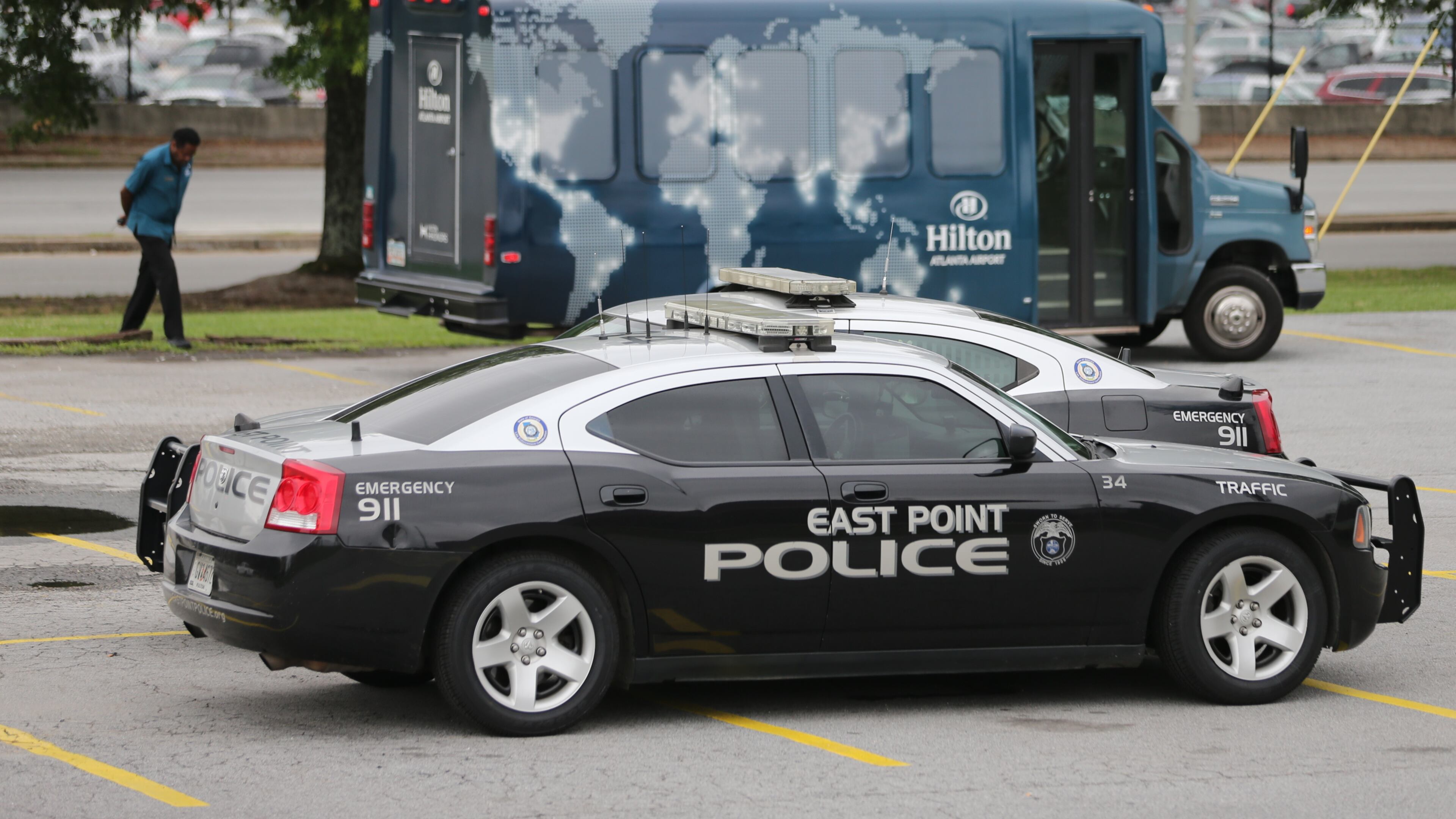 Several injuries were reported this morning in a multi-vehicle wreck near Hartsfield-Jackson International Airport that involved a hotel shuttle bus. JOHN SPINK/JSPINK@AJC.COM