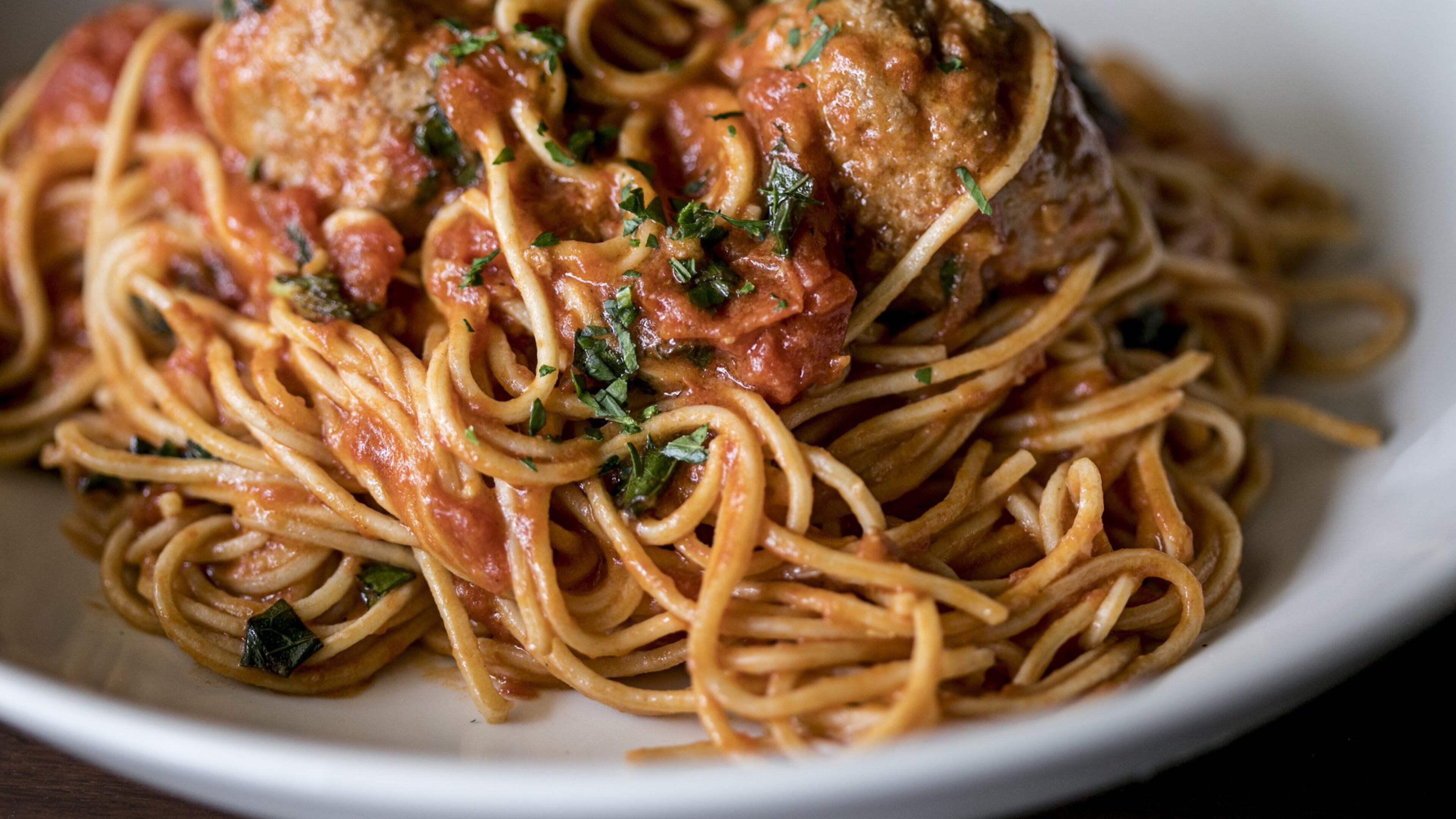 Il Giallo Osteria & Bar’s spaghetti e polpette is made with fresh spaghetti, tomatoes, marinara, garlic and meatballs. CONTRIBUTED BY DEBBIE ROSEN, THE ROSEN GROUP ATLANTA