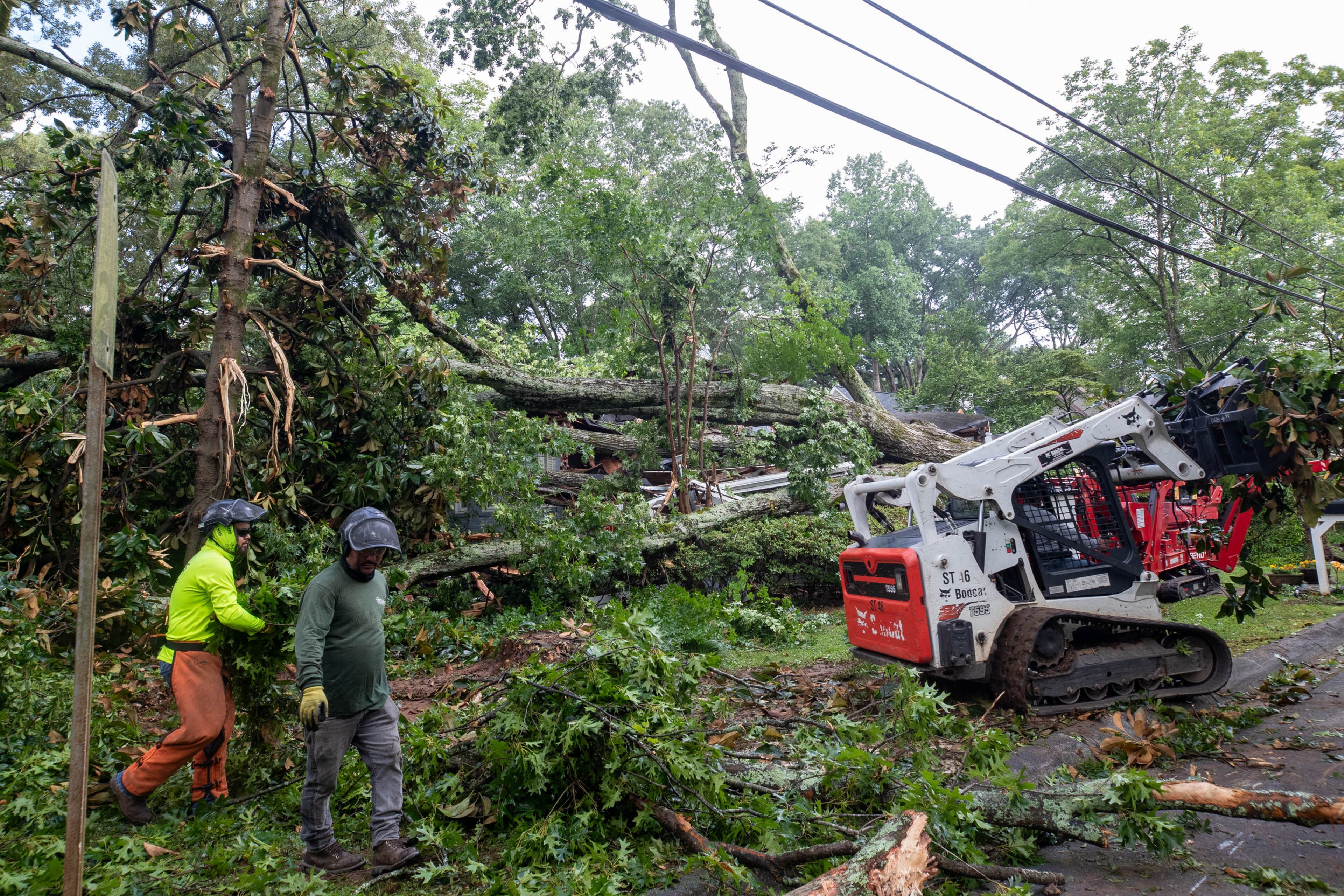 Severe storms rolled through the Atlanta metro area Sunday evening and overnight, causing widespread damage and leaving thousands without power.