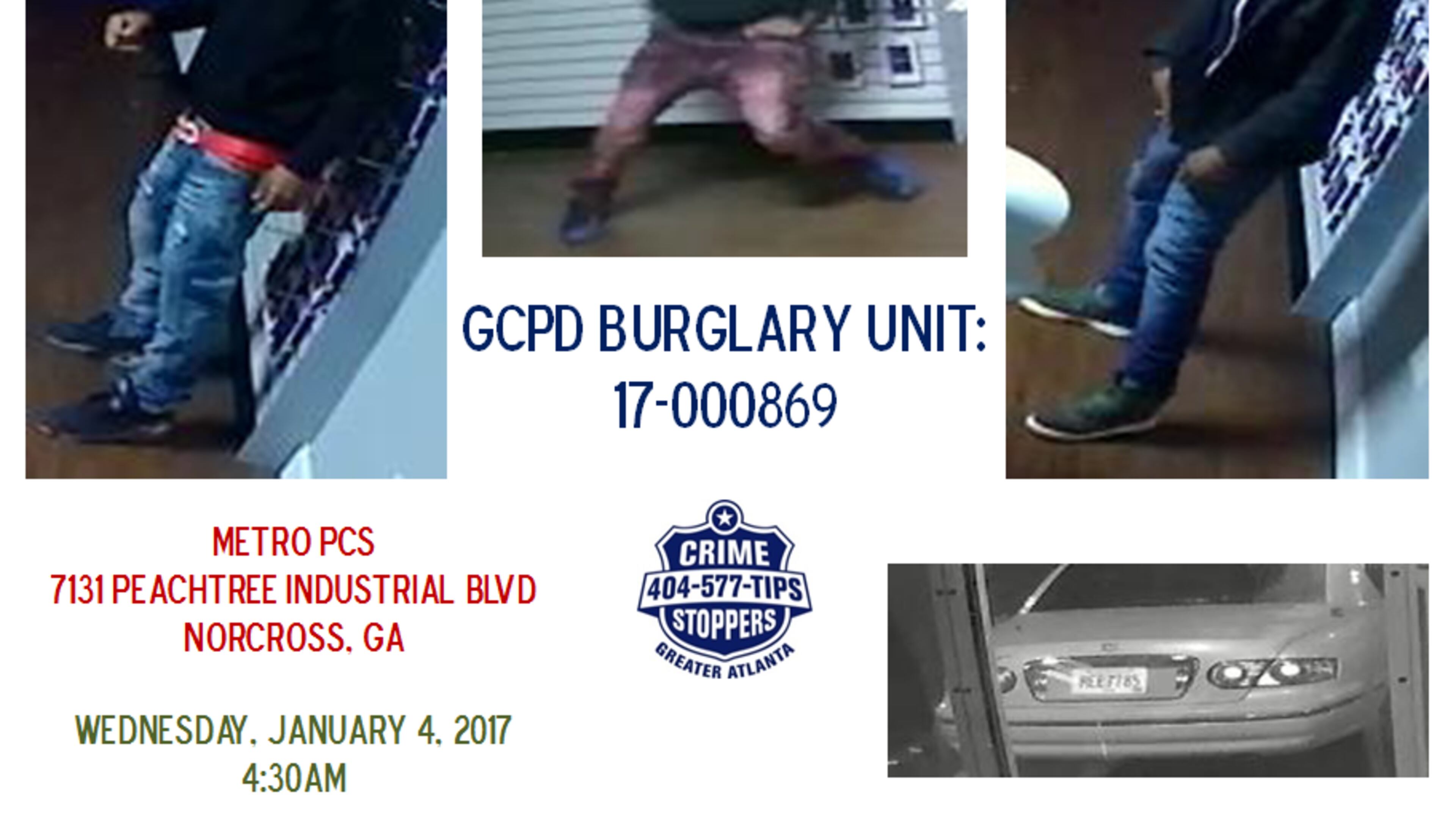 Gwinnett County police are looking for three men suspected of burglarizing a Metro PCS store.