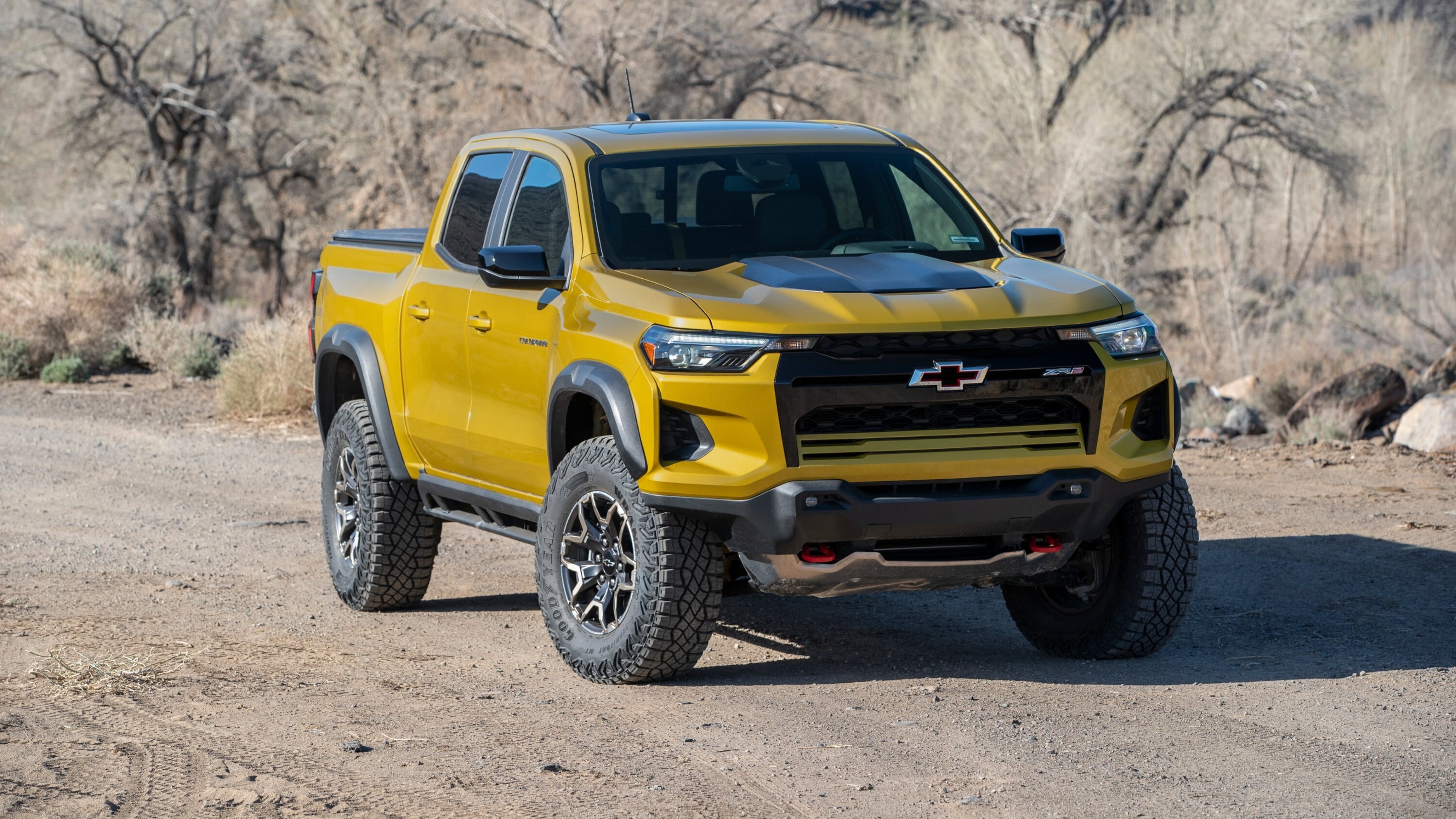 This photo provided by Chevrolet shows the Colorado ZR2 pickup. The ZR2 is the most capable version of the Colorado for going off-road. (Courtesy of General Motors via AP)