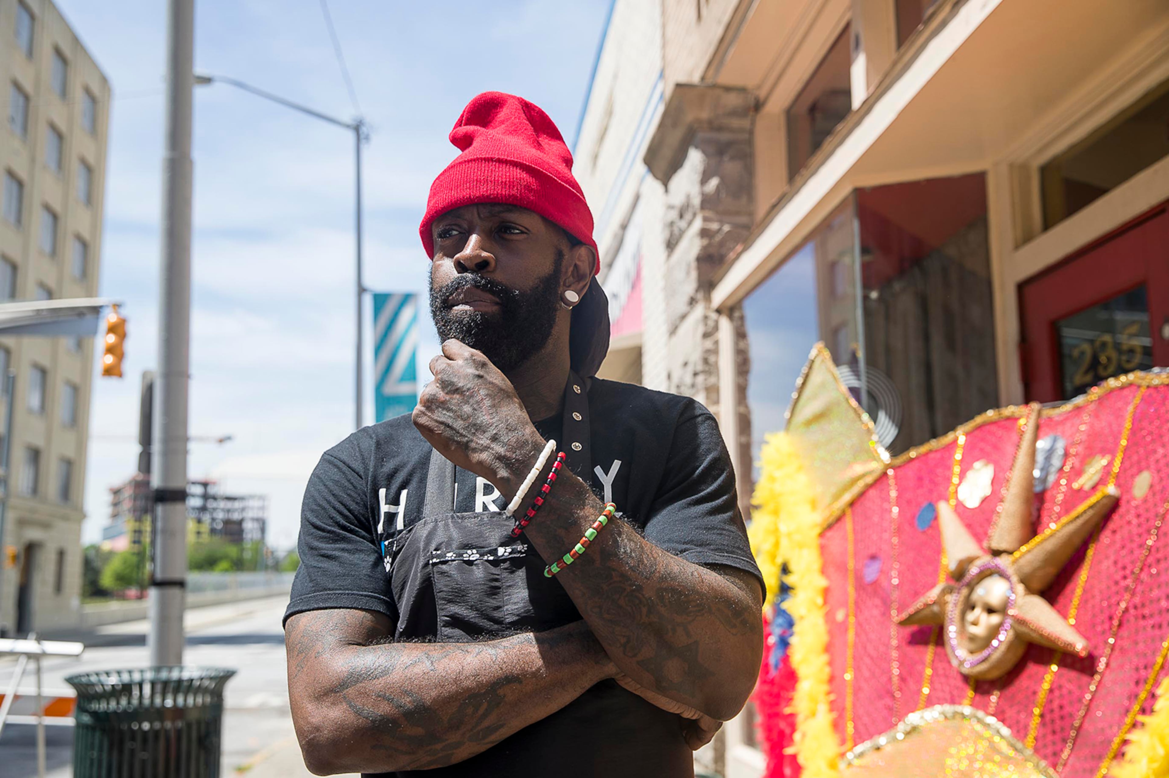 04/11/2019 -- Atlanta, Georgia --David Albert, owner of That Fabulous Dog, talks about the changes he has seen since he started his business along the 200 block of Mitchell Street SW in Atlanta's South Downtown community, Thursday, April 11, 2019. (ALYSSA POINTER/ALYSSA.POINTER@AJC.COM)
