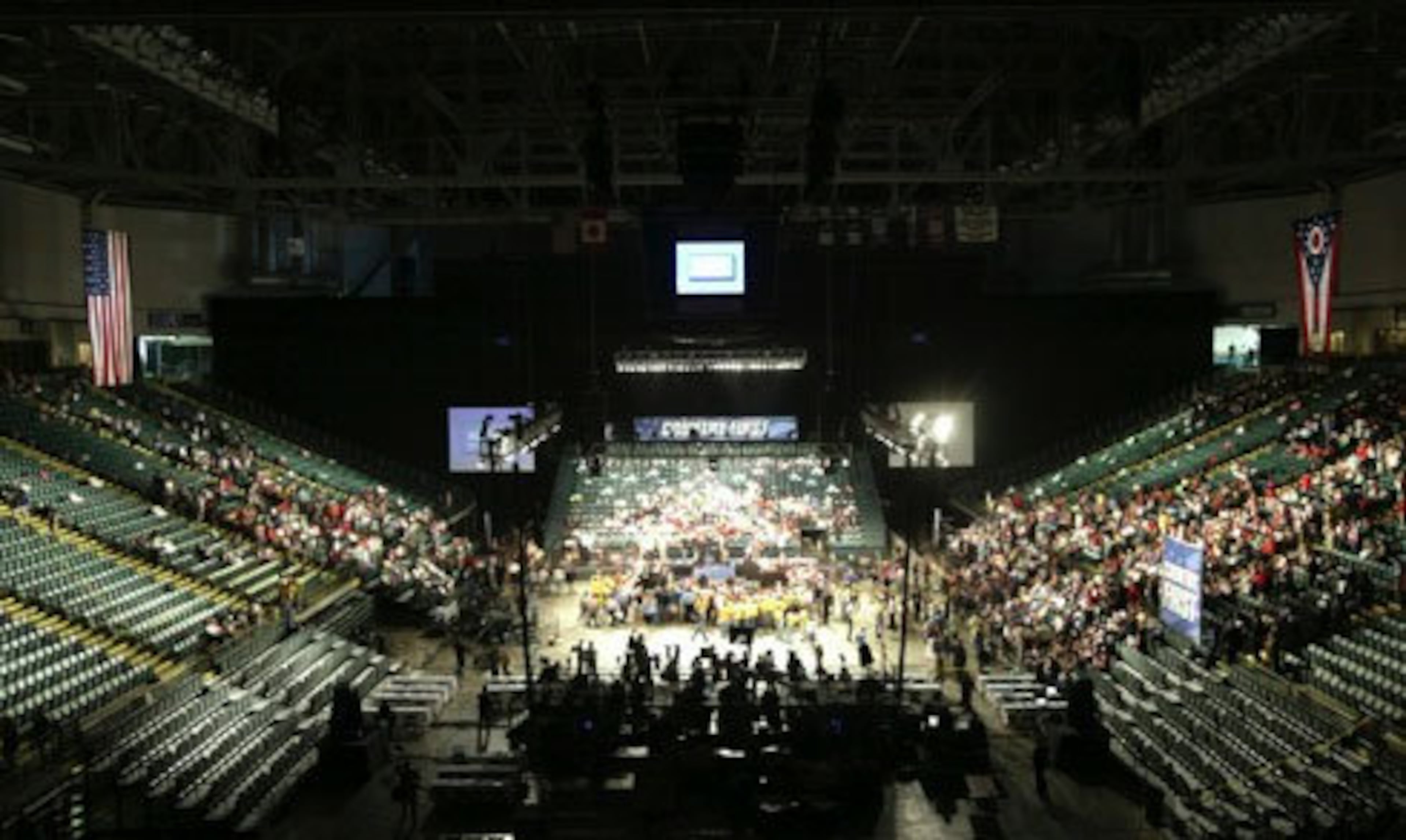 The day started early Friday morning as Dayton's Nutter Center began to fill up with crowds anticipating McCain's visit and his VP announcement.