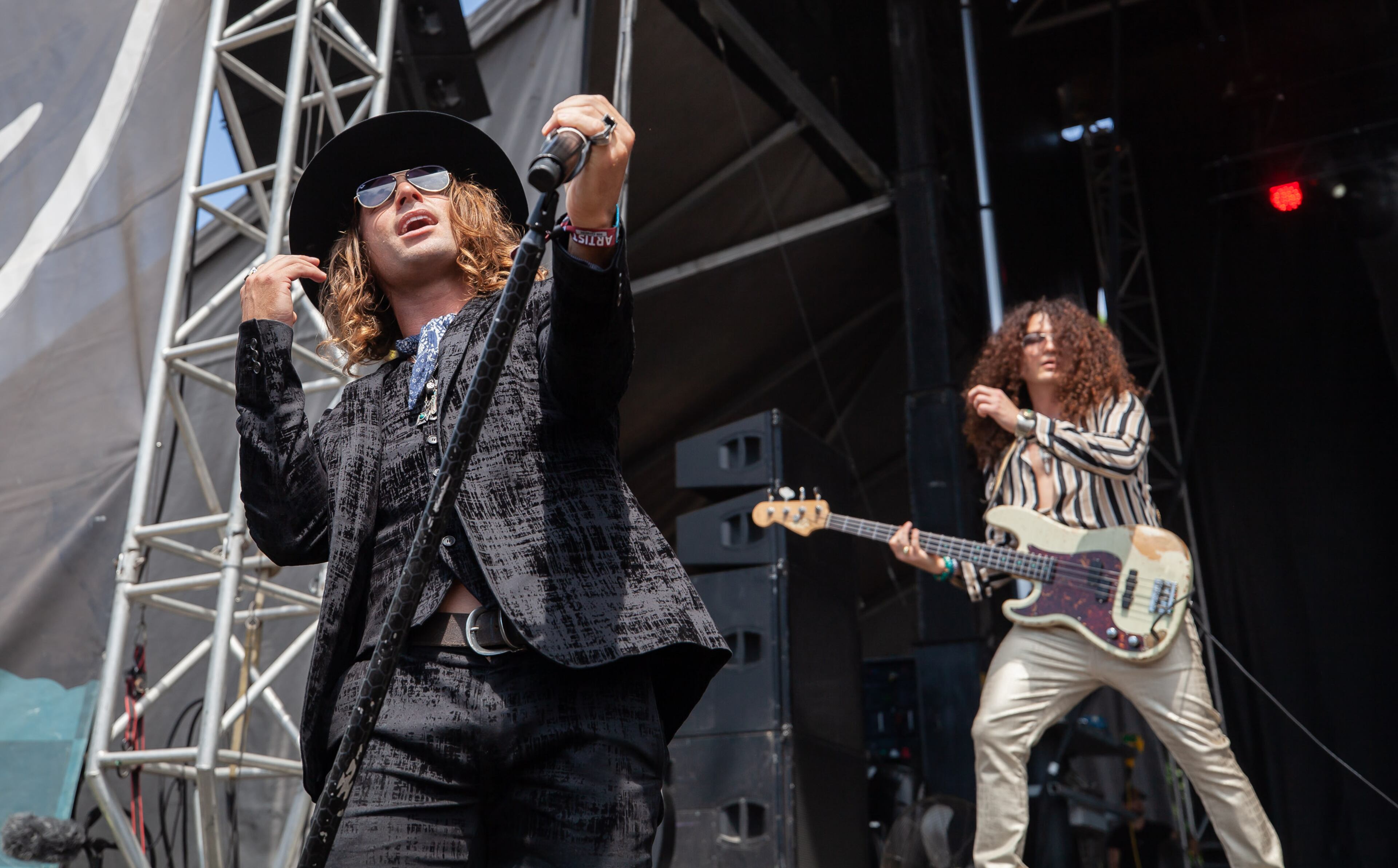 Dirty Honey performs on the third and final day of this year's Shaky Knees Festival on Sunday, May 1, 2022, at Central Park in Atlanta. (Photo by Ryan Fleisher for The Atlanta Journal-Constitution)