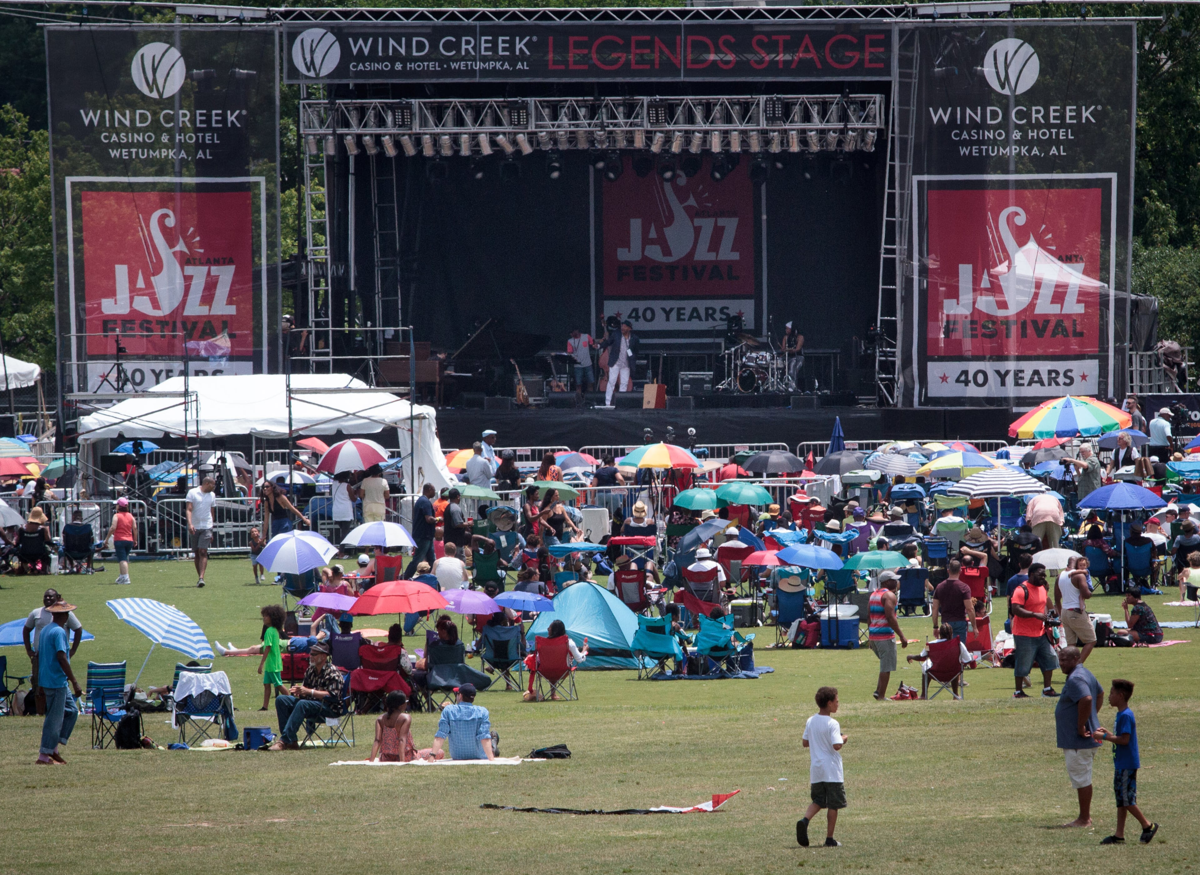 Allan Harris plays to an early crowd on the Legend Stage during the Atlanta Jazz Festival Saturday in Piedmont Park, May 27, 2017. This year marks the 40th anniversary of the Atlanta Jazz Festival, one of the largest free jazz festivals in the country. STEVE SCHAEFER / SPECIAL TO THE AJC