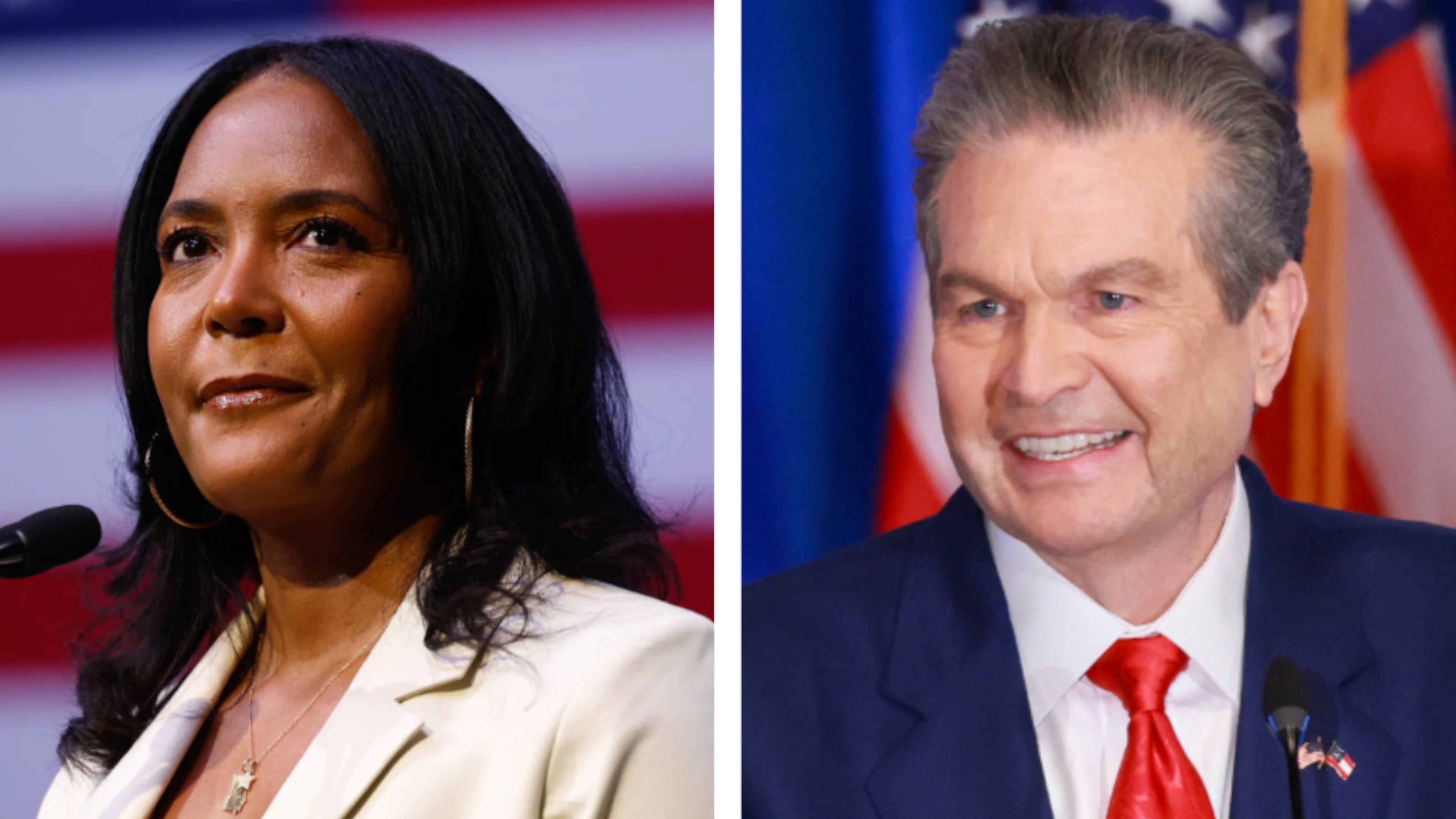 Democratic nominee for governor Keisha Lance Bottoms (left) and Republican nominee for governor Rick Jackson. (Arvin Temkar and Jason Getz/AJC)