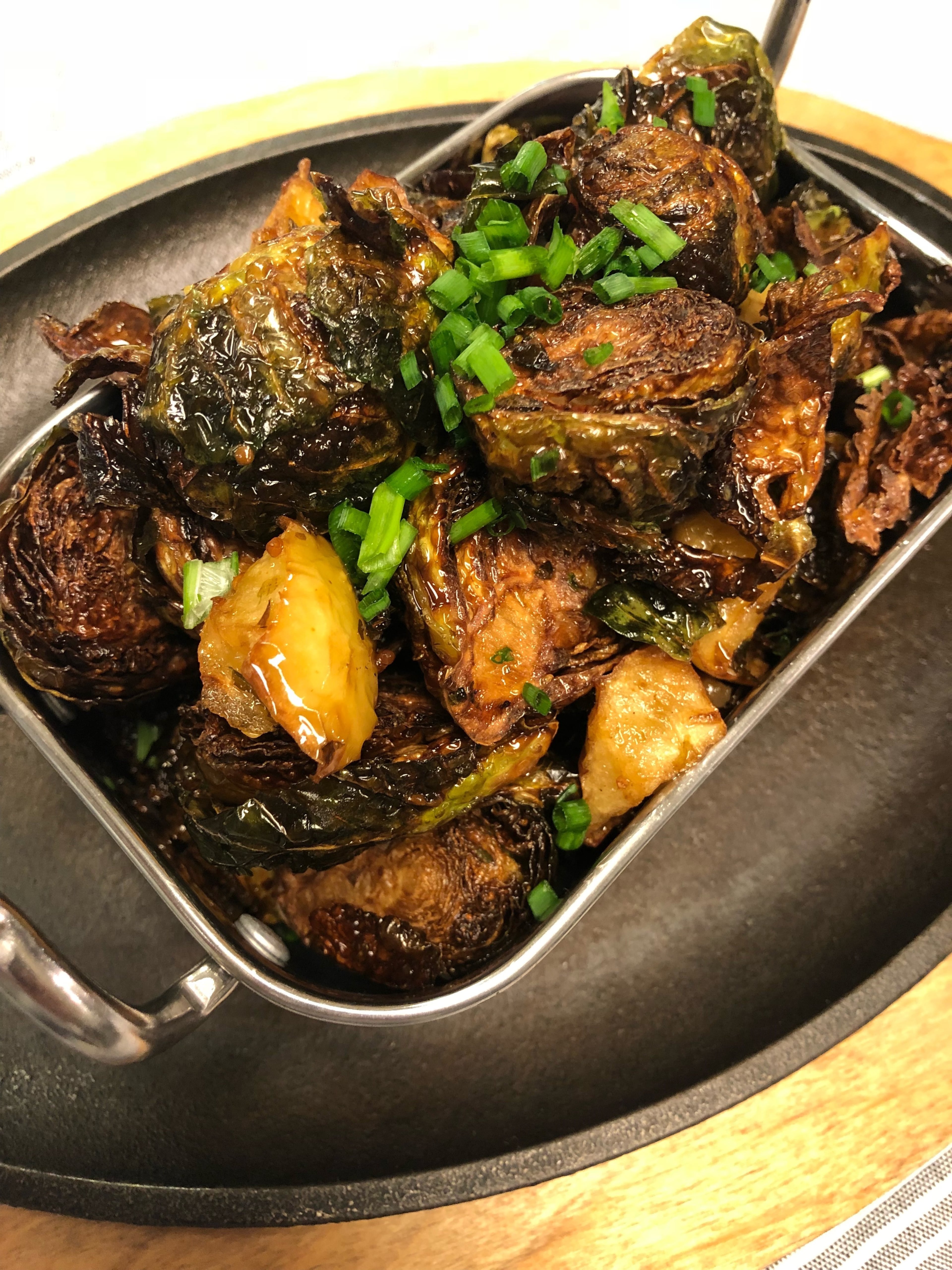 Charred Brussels Sprouts with Apples from Milton's Cuisine and Cocktails