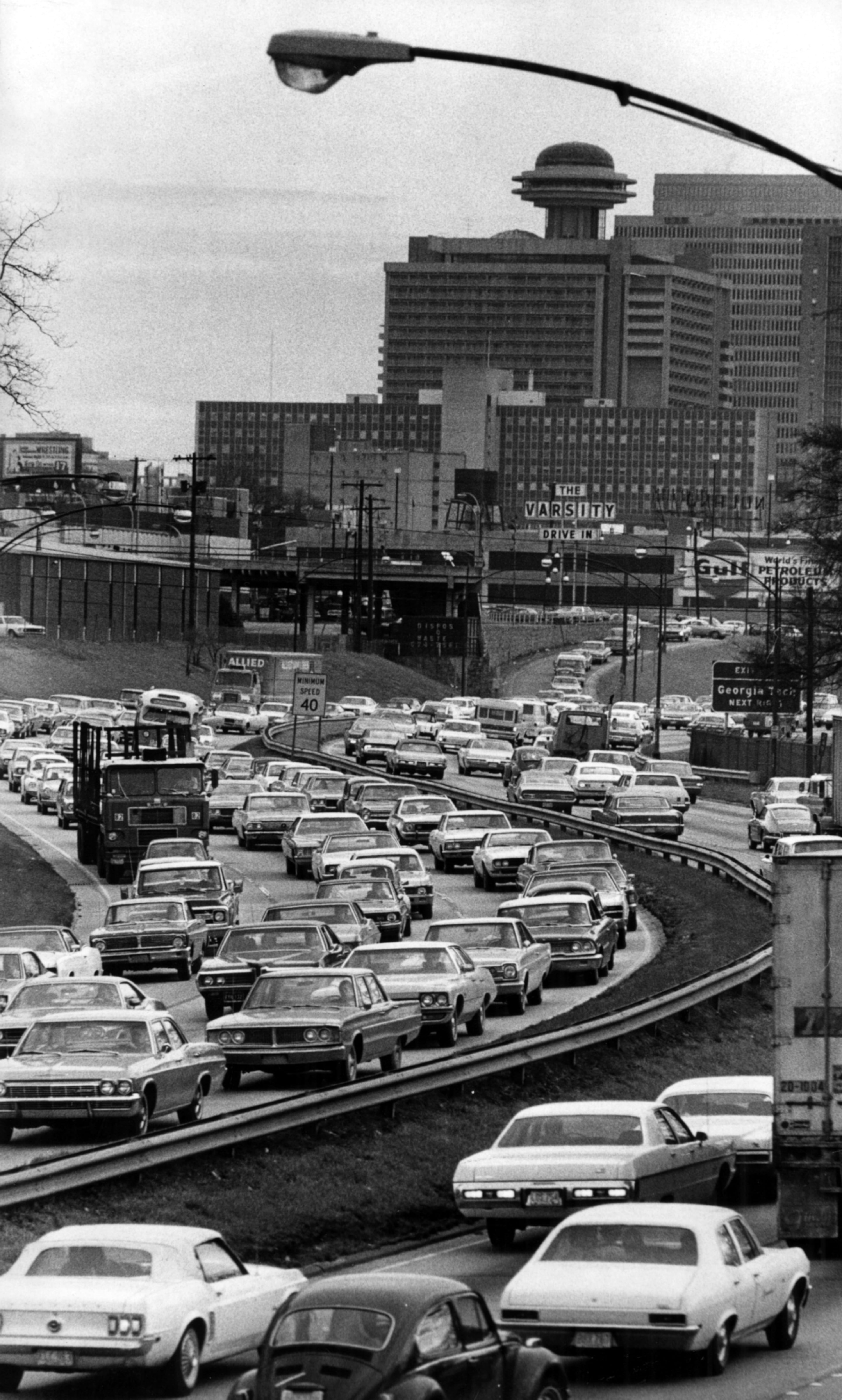 Feb. 11, 1972 - Friday afternoon traffic heading out of Atlanta clogs the city's main artery, as seen from the Fifth Street viaduct over Atlanta's Interstate 75-85 connector.