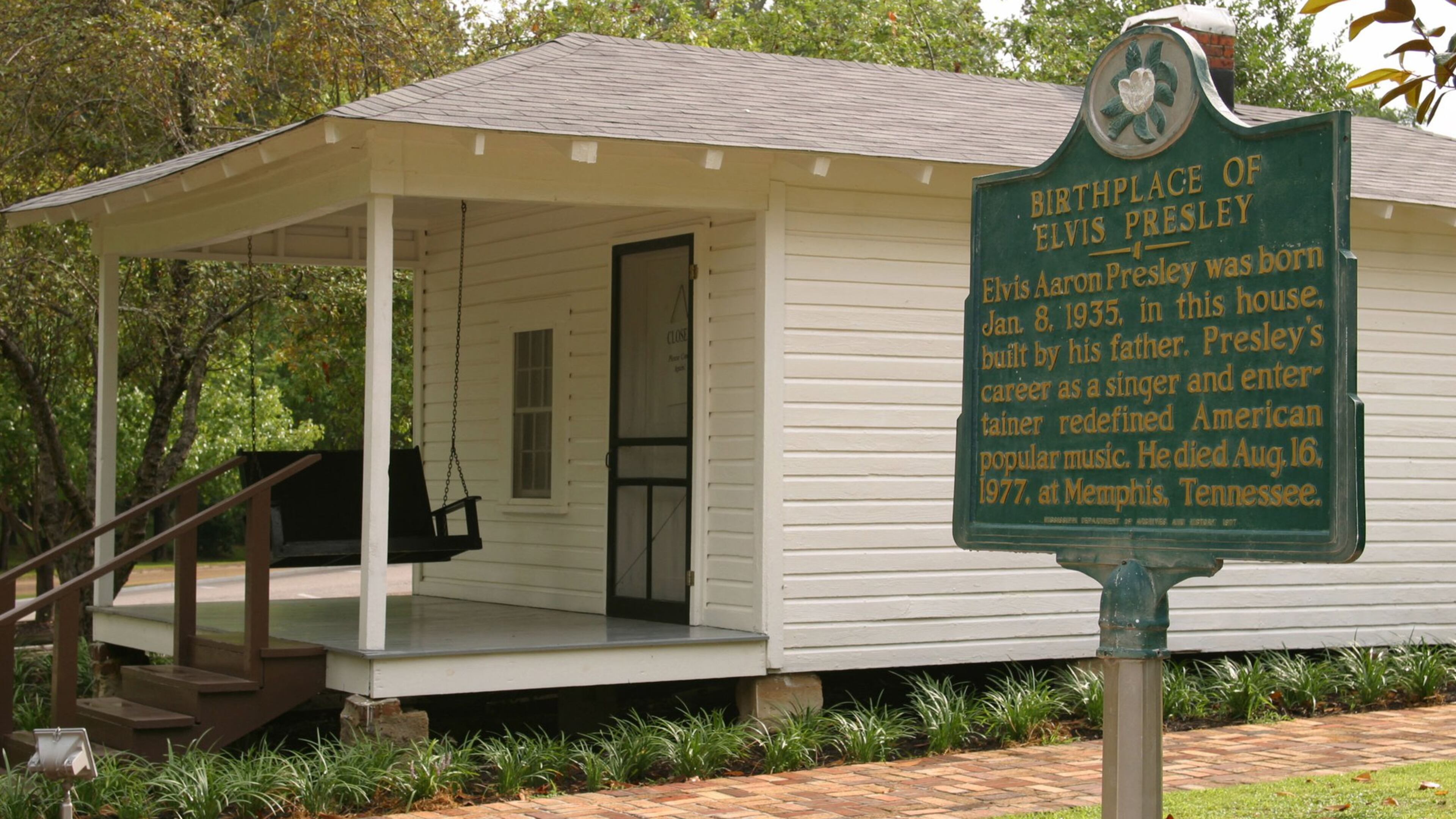 Elvis Presley’s birthplace in Mississippi is offering a $1,000 reward to figure out who took the word “Elvis” off the landmark’s sign. (CONTRIBUTED BY: Elvis Presley Birthplace)